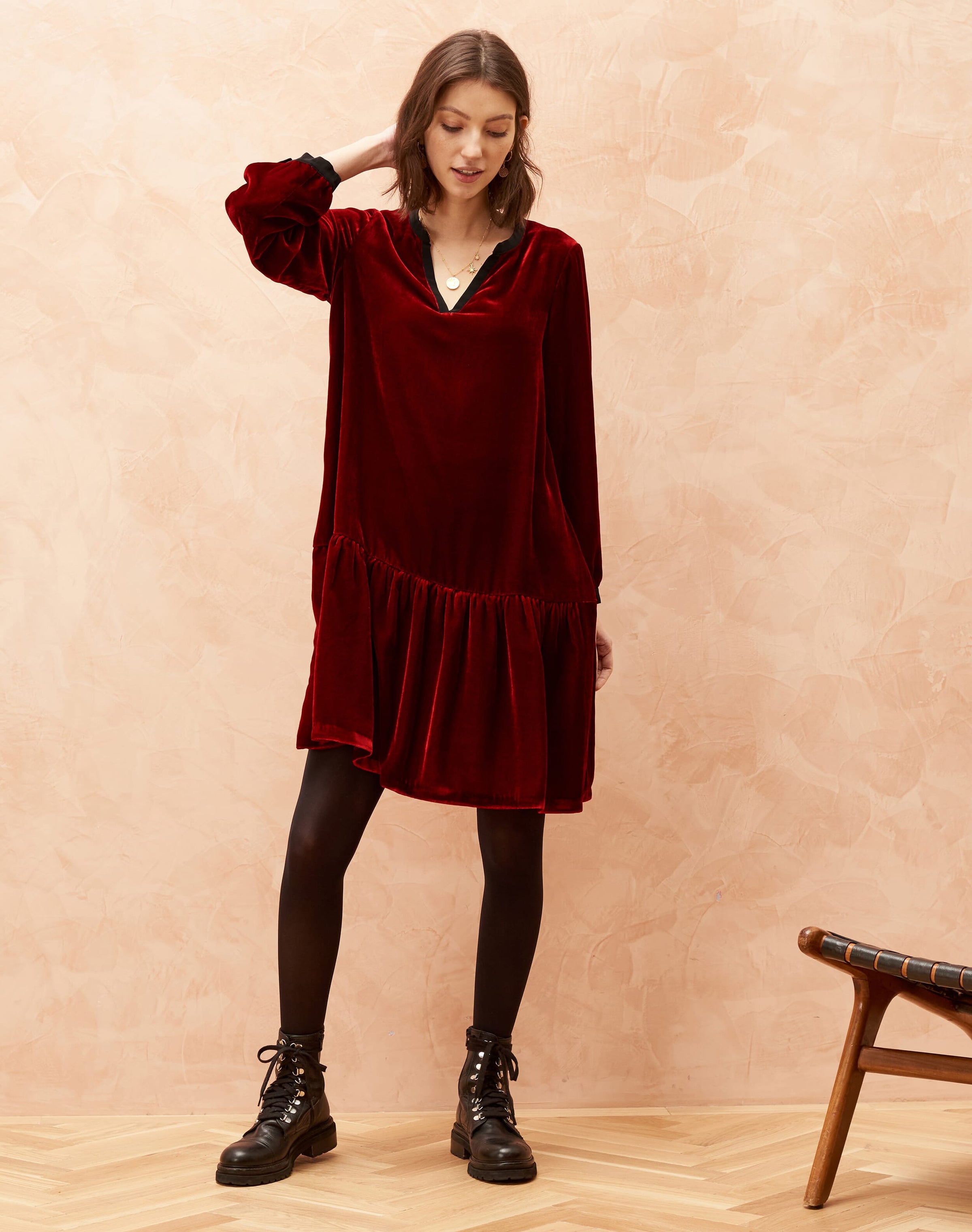 Silk Velvet Tiered Tunic