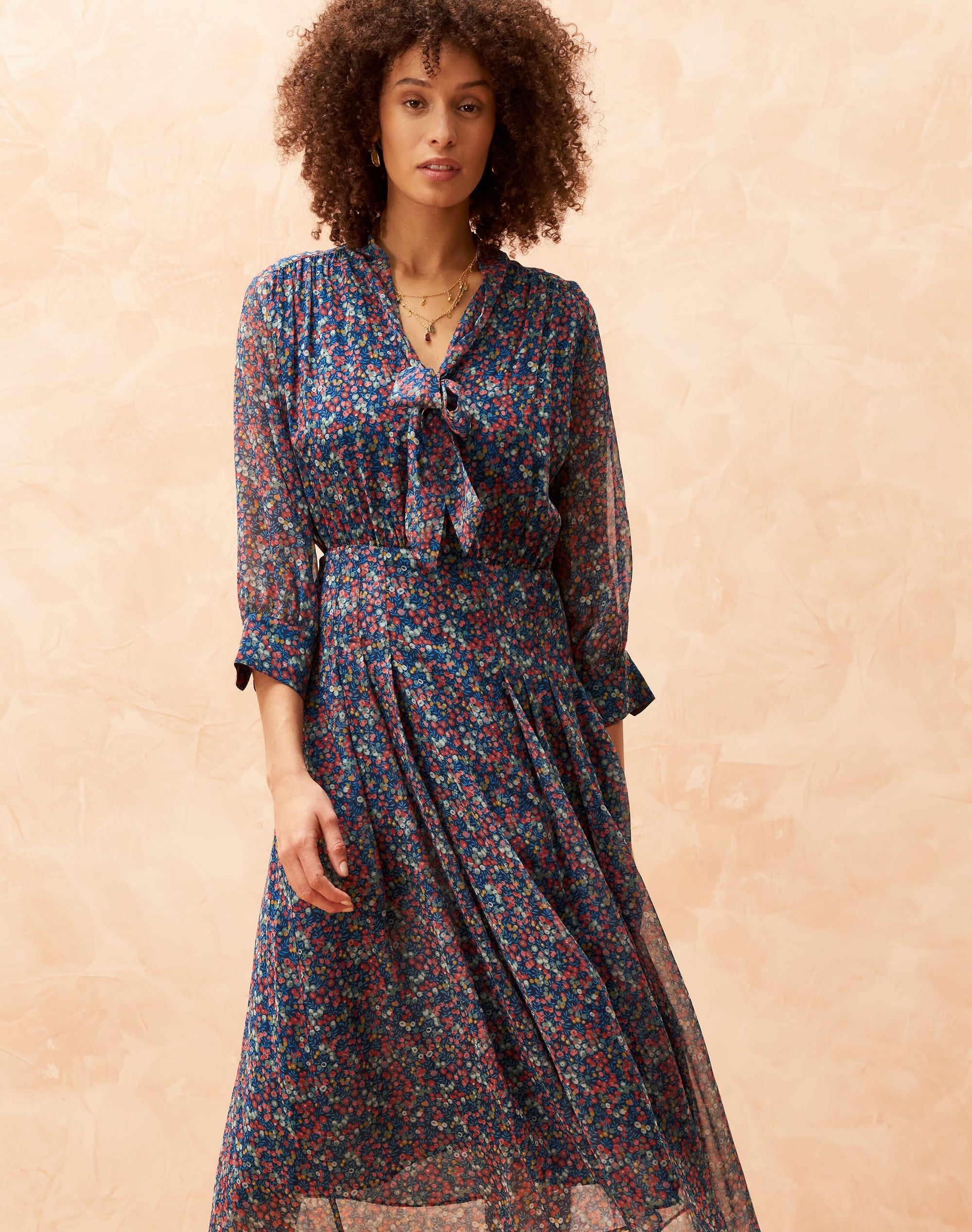 Liberty Print Silk Chiffon Bow Dress