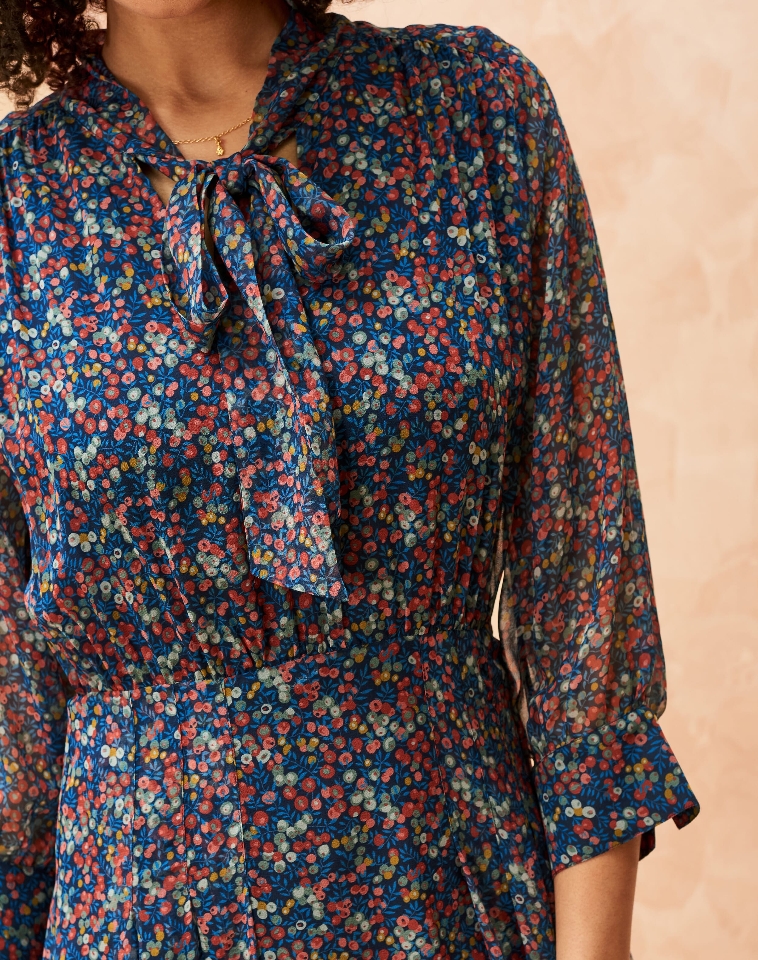 Liberty Print Silk Chiffon Bow Dress