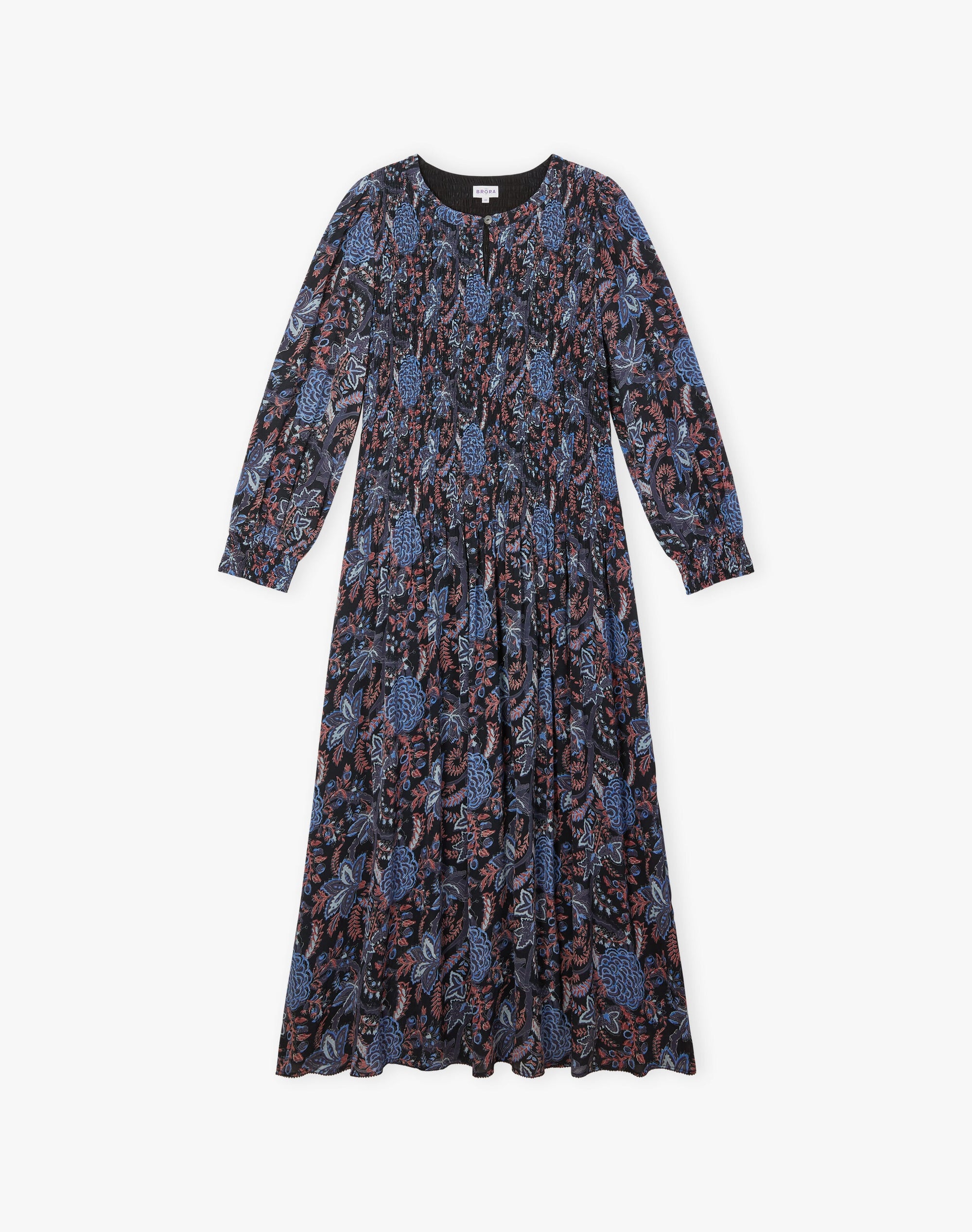 Botanical Print Shirred Dress