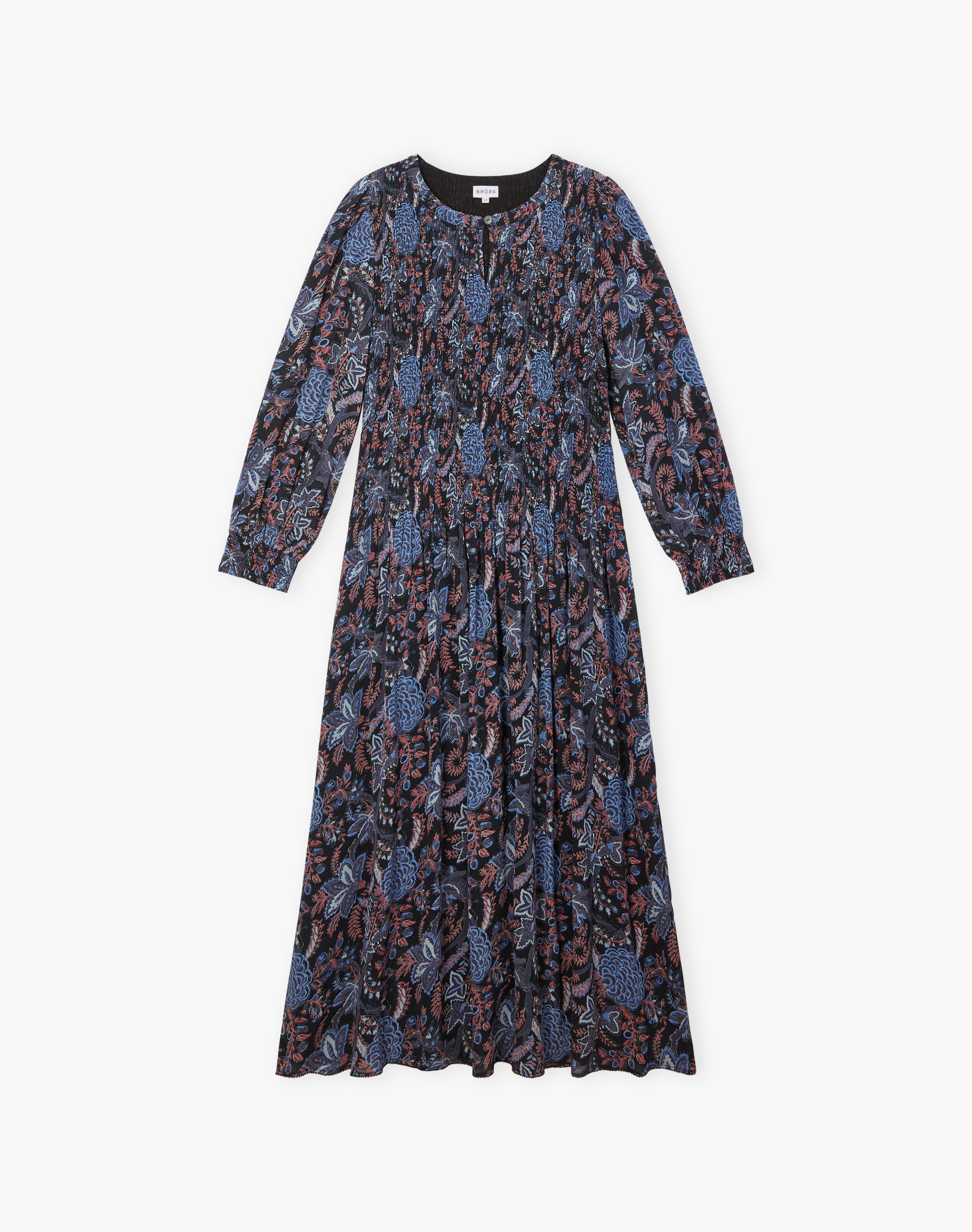 Botanical Print Shirred Dress