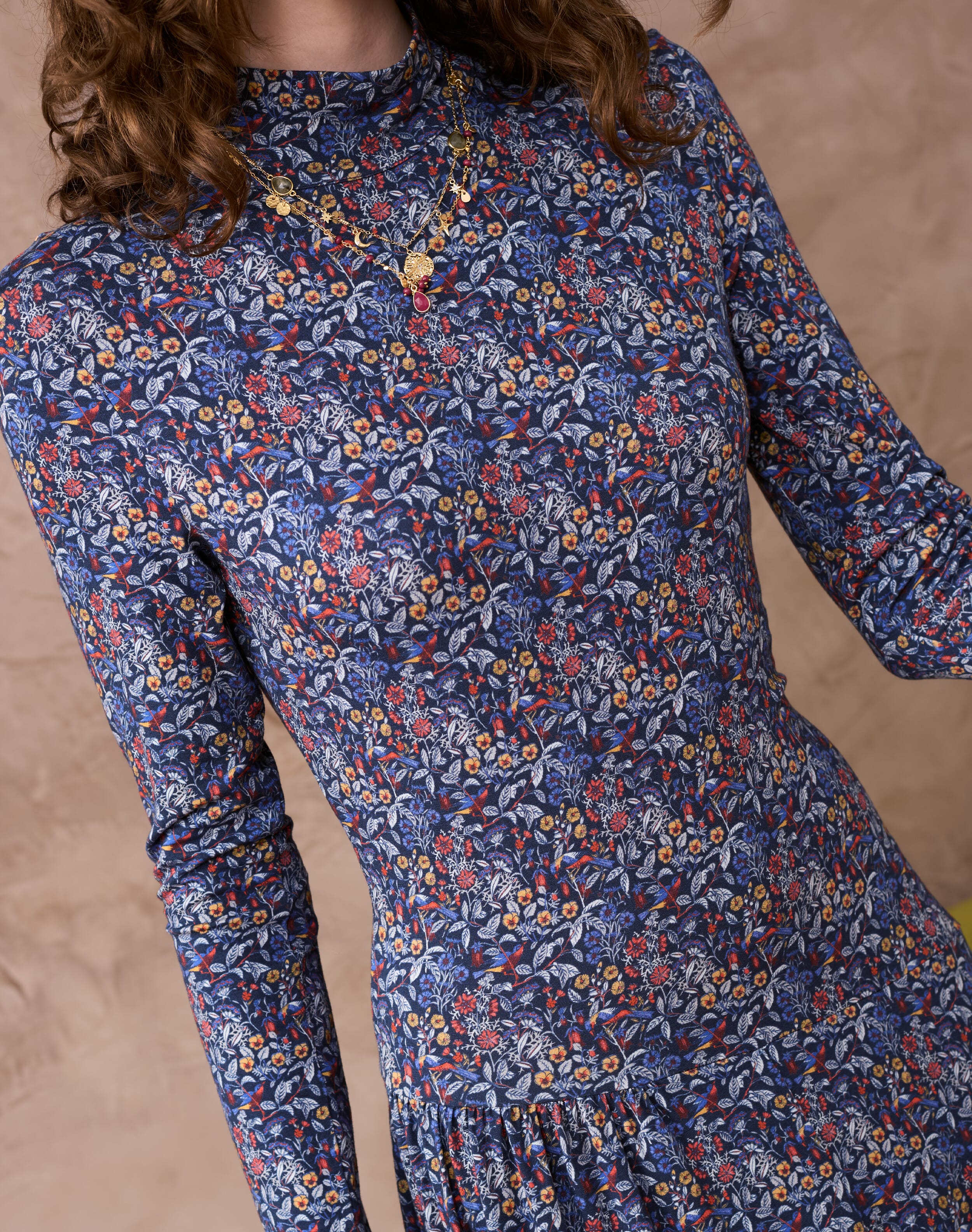 Liberty Print Jersey Turtle Neck Dress