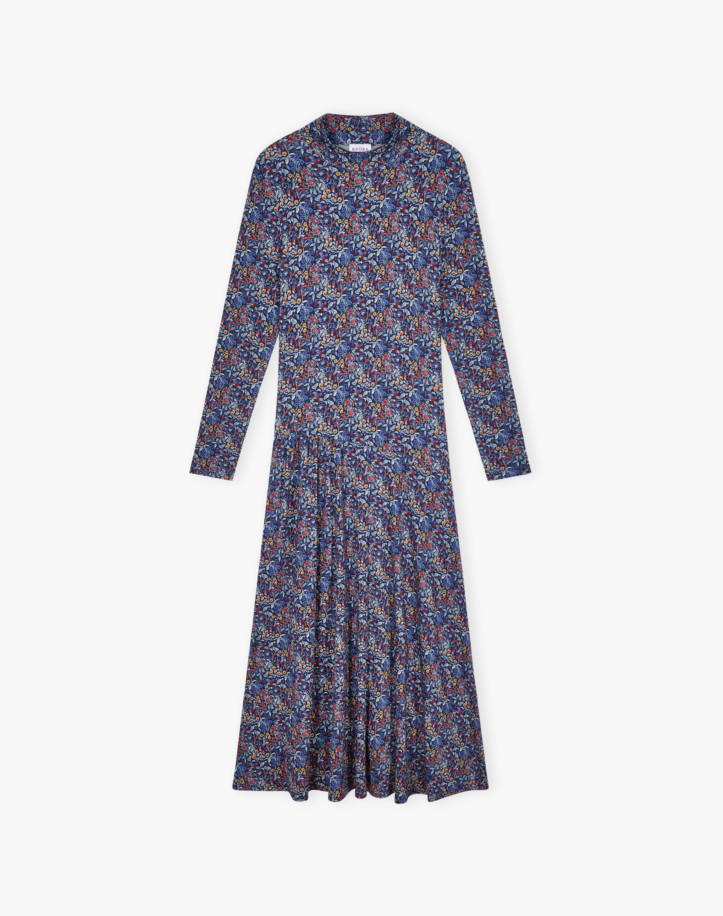 Liberty Print Jersey Turtle Neck Dress
