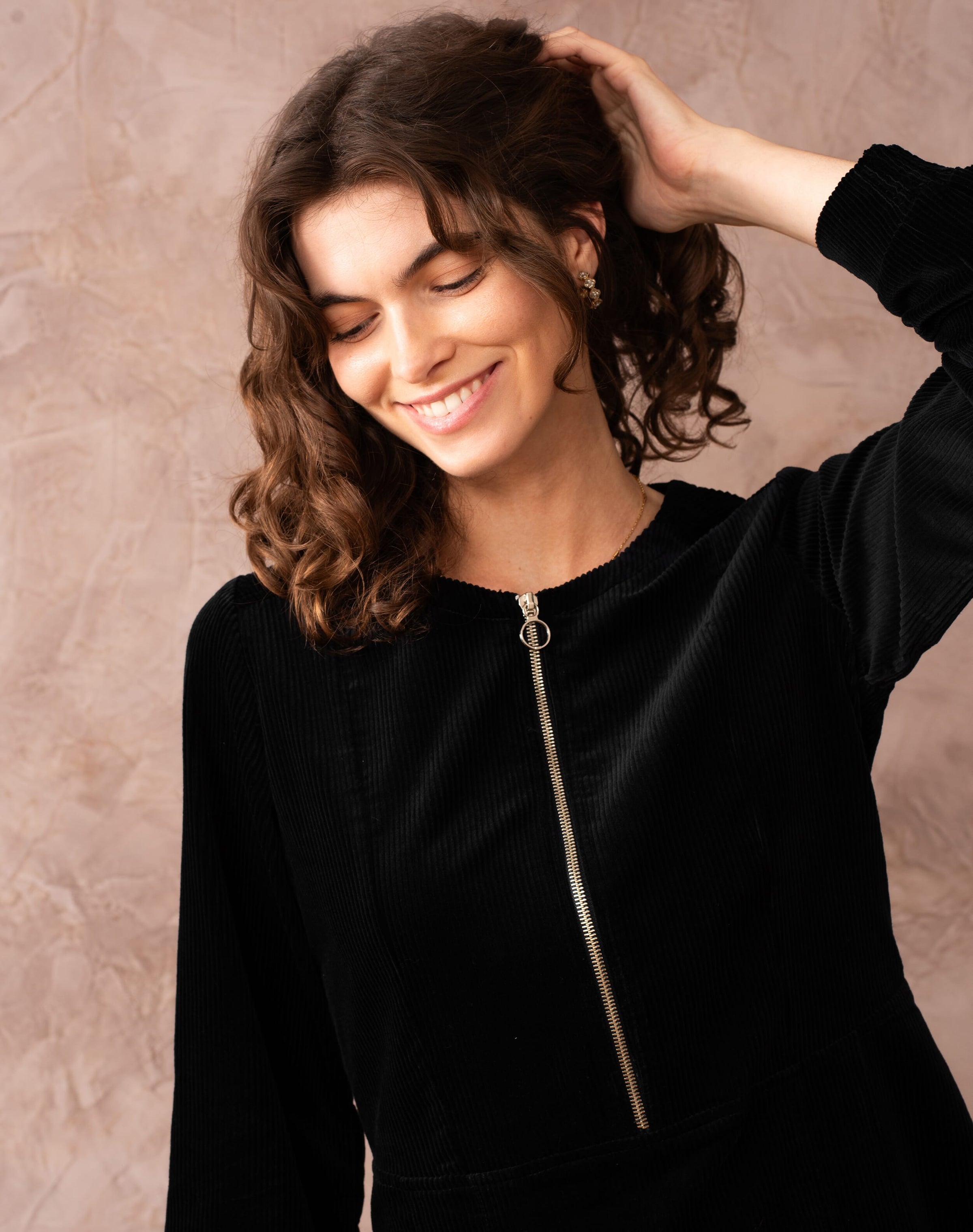 Corduroy Zip Up Dress
