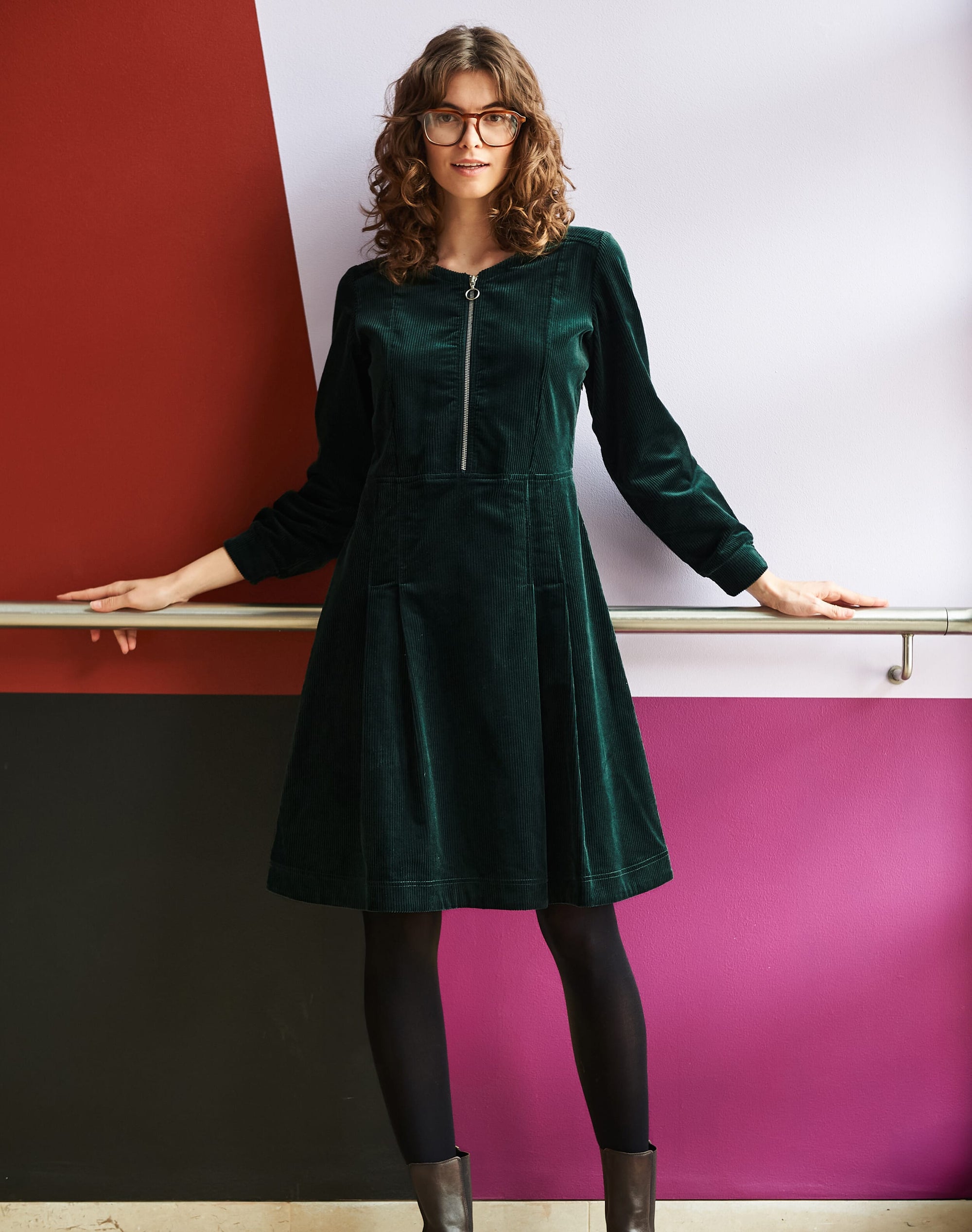 Corduroy Zip Up Dress