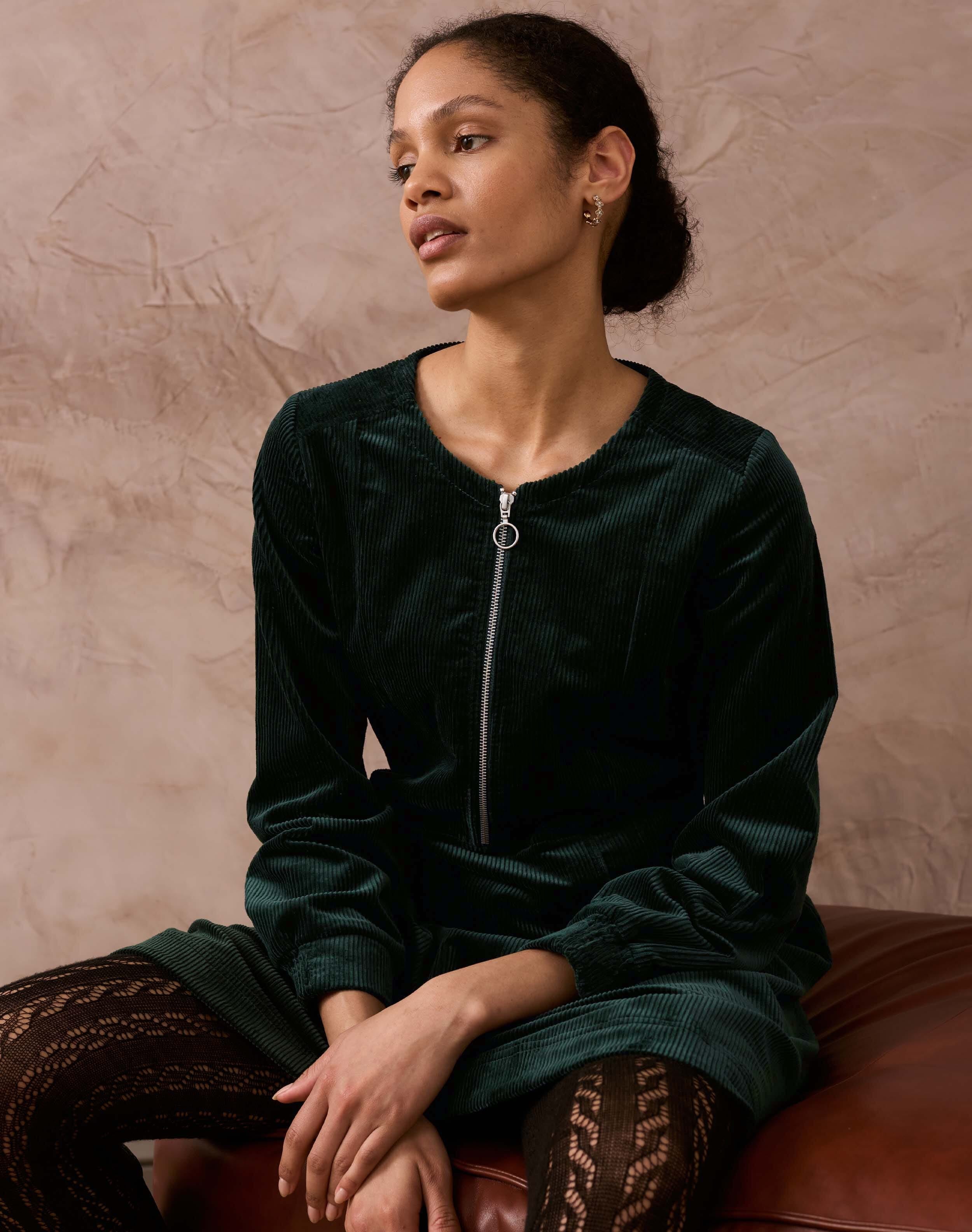 Corduroy Zip Up Dress