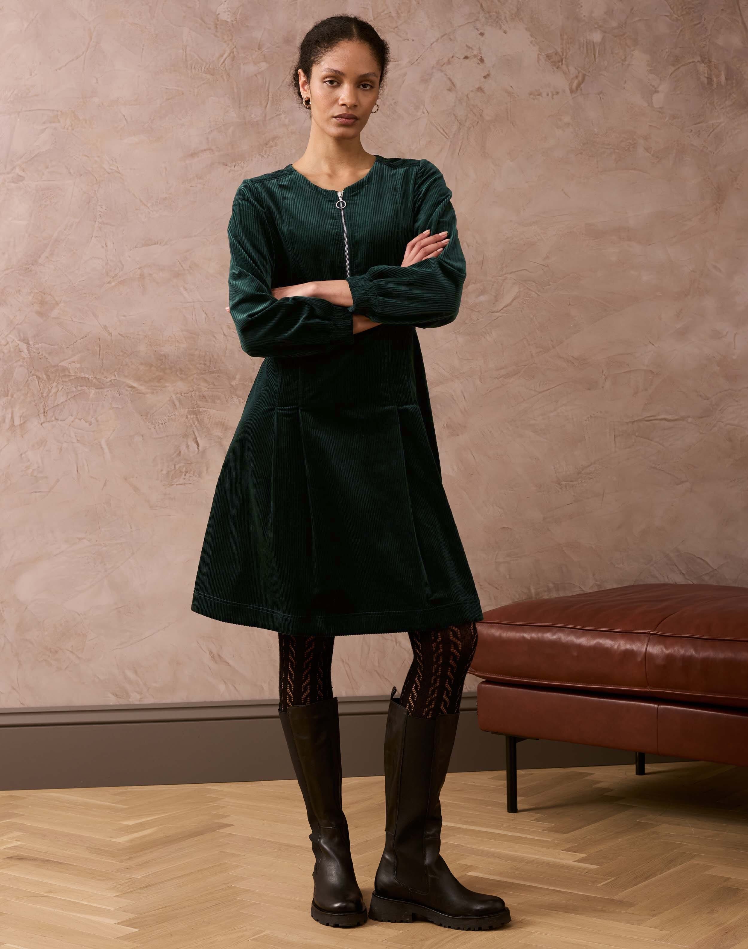 Corduroy Zip Up Dress
