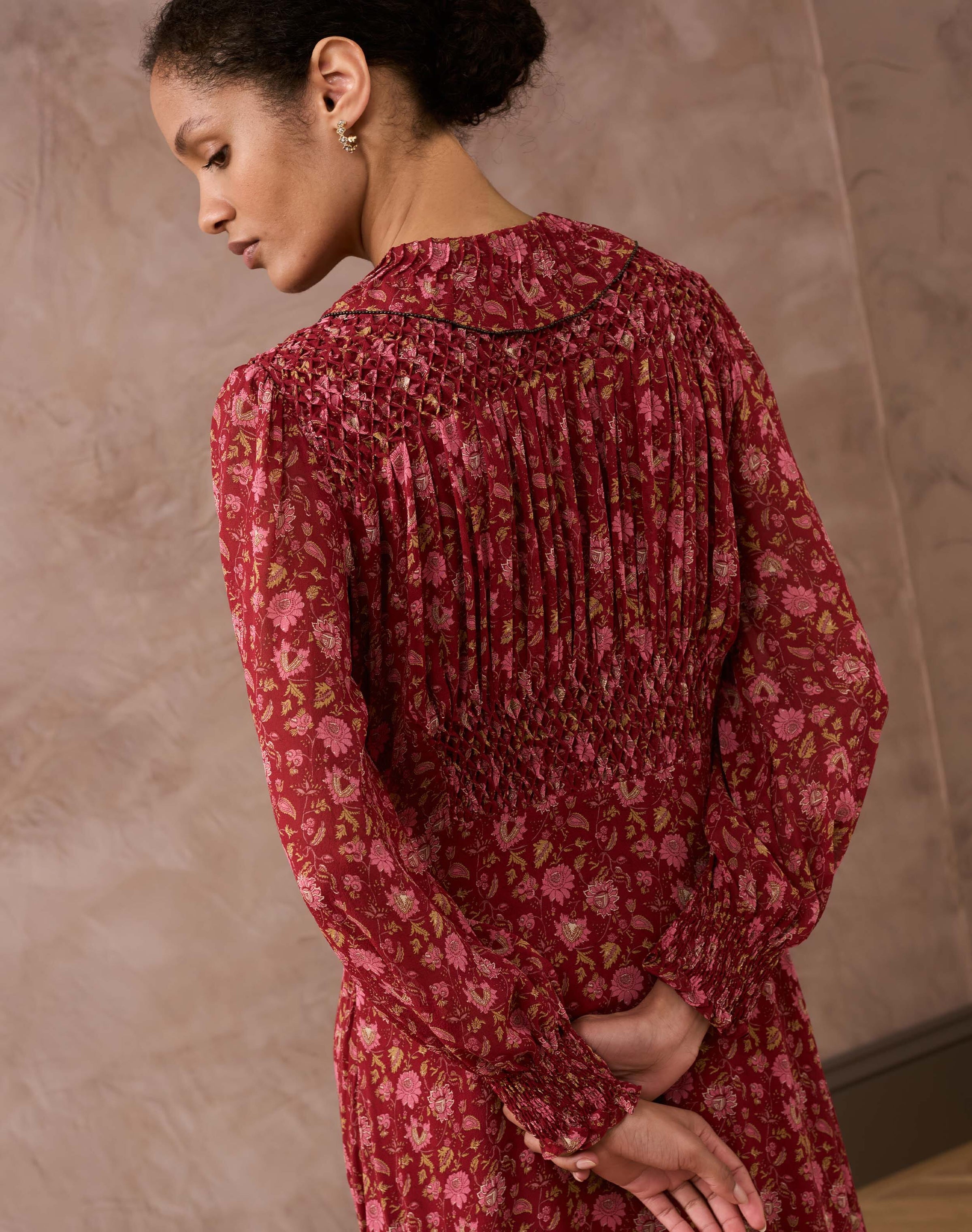 Silk Floral Block Print Dress