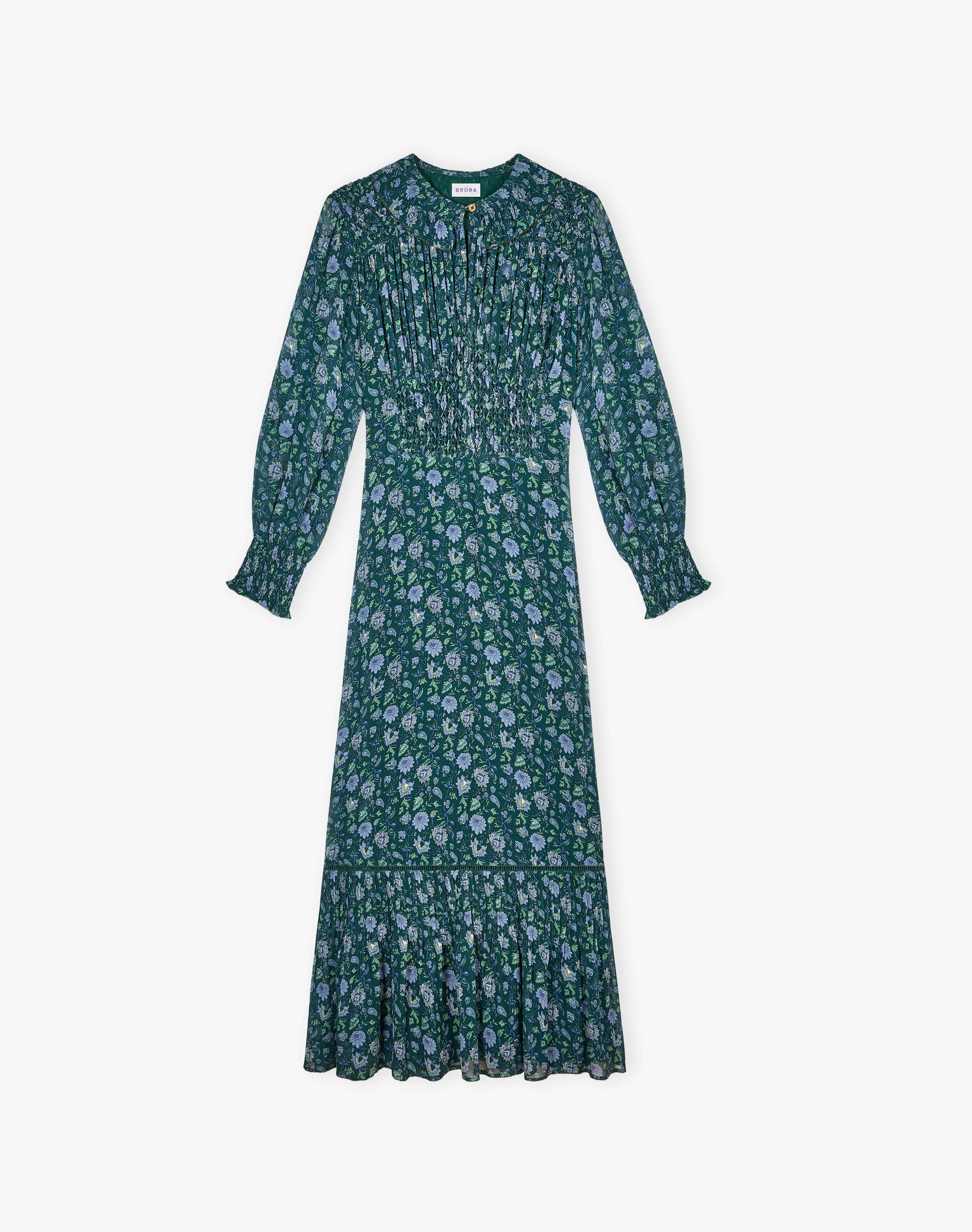 Silk Floral Block Print Dress