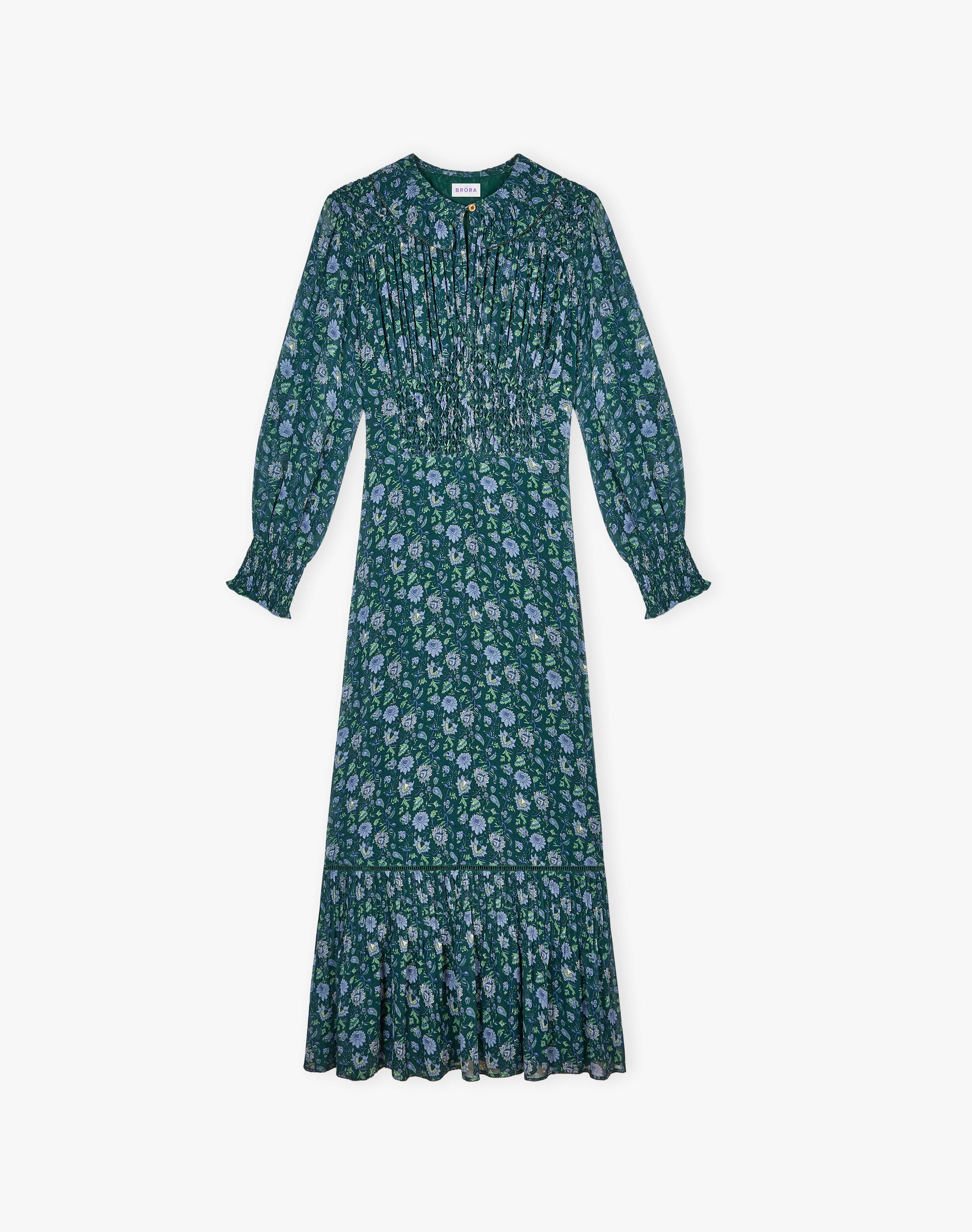 Silk Floral Block Print Dress
