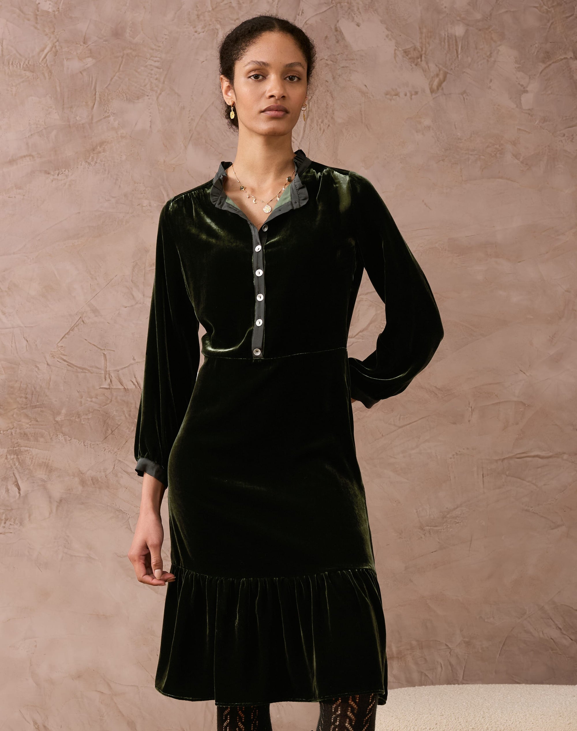 Silk Velvet Shirt Dress