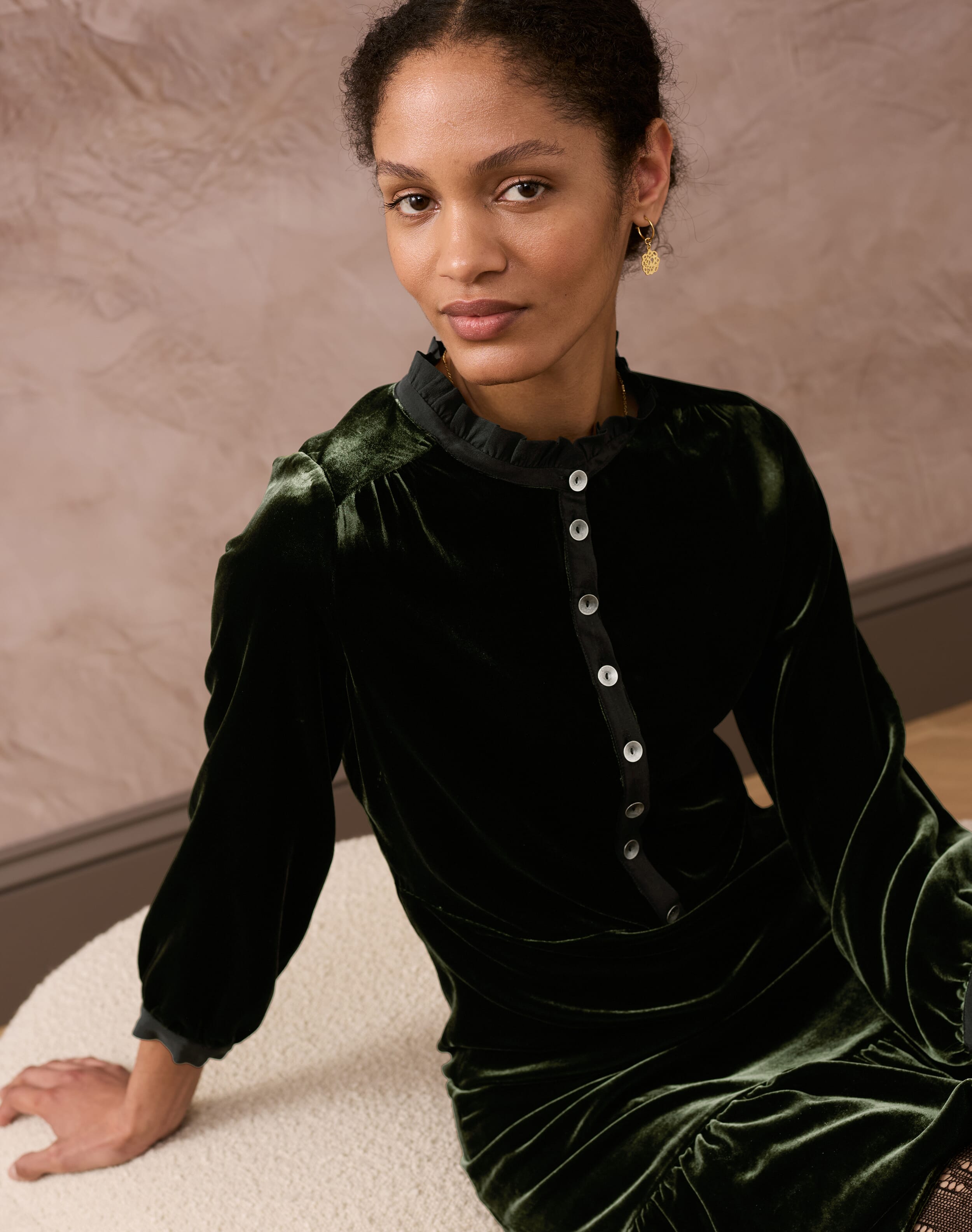 Silk Velvet Shirt Dress
