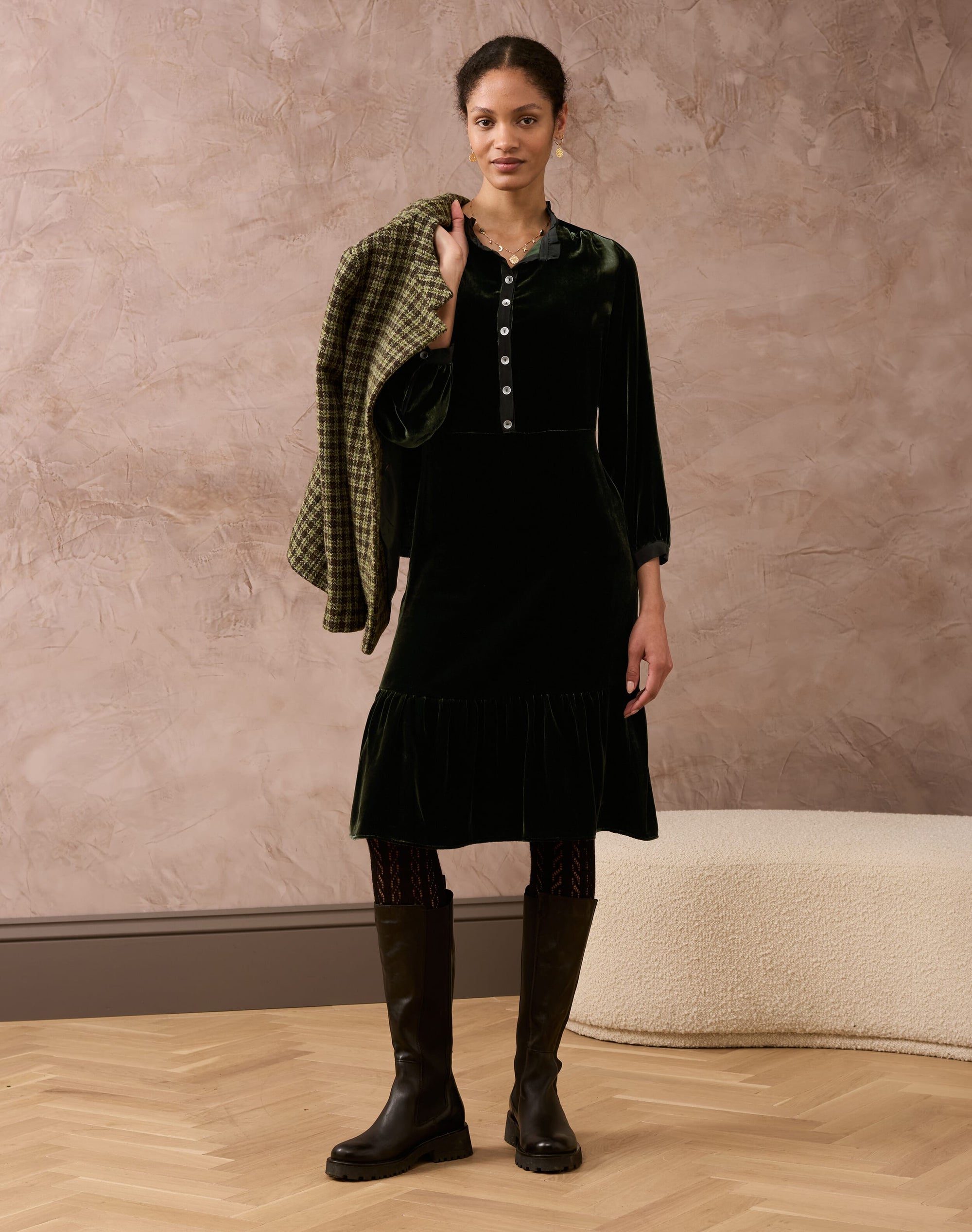 Silk Velvet Shirt Dress