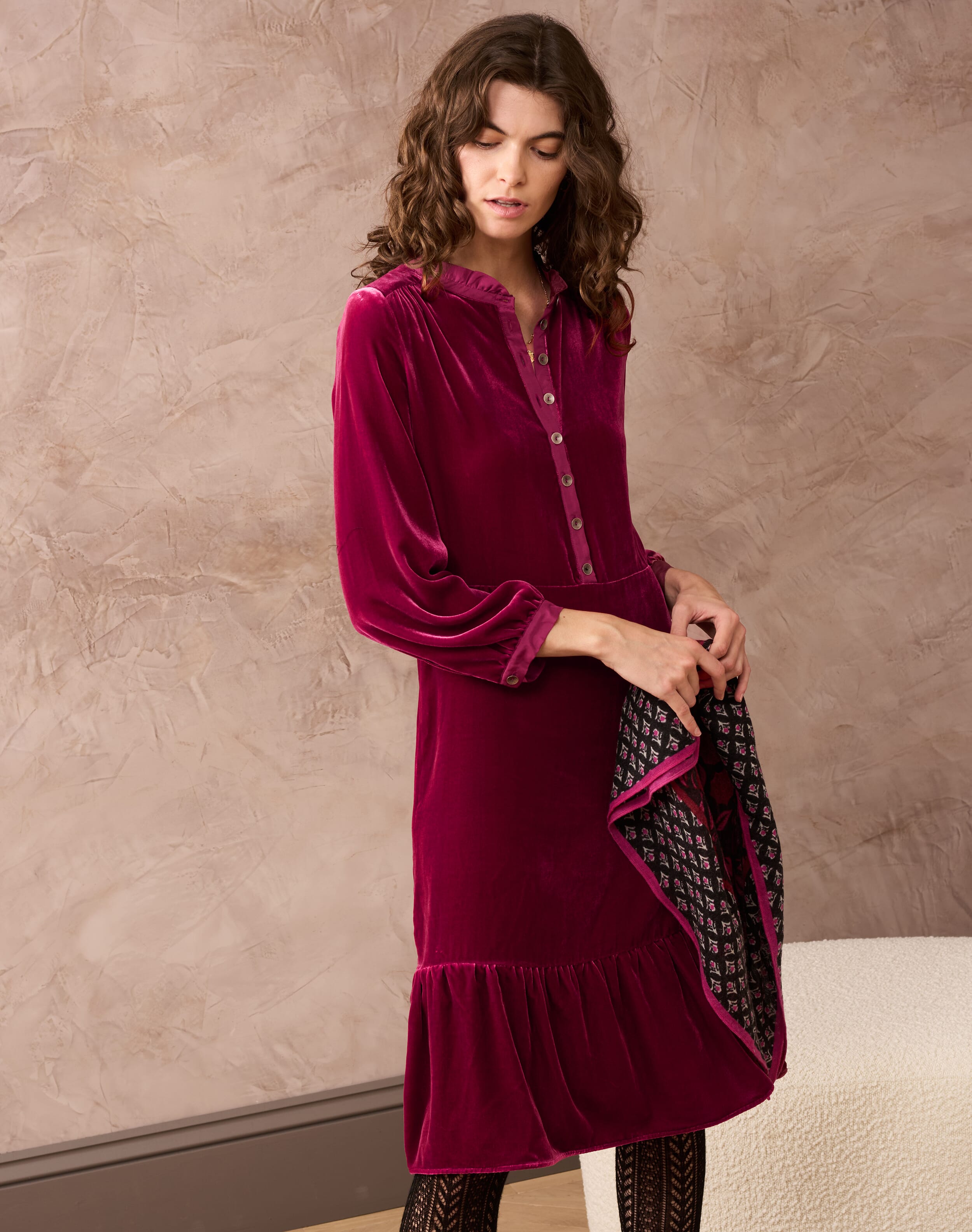 Silk Velvet Shirt Dress