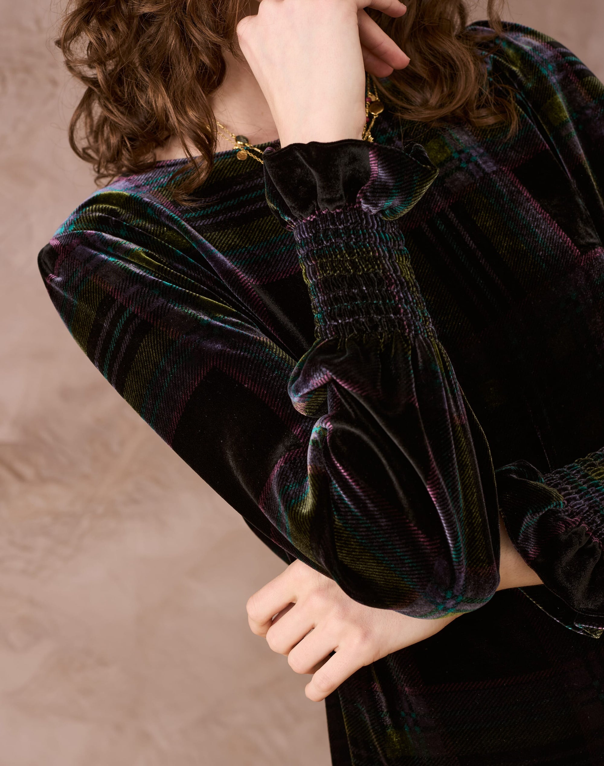 Silk Velvet Plaid Dress
