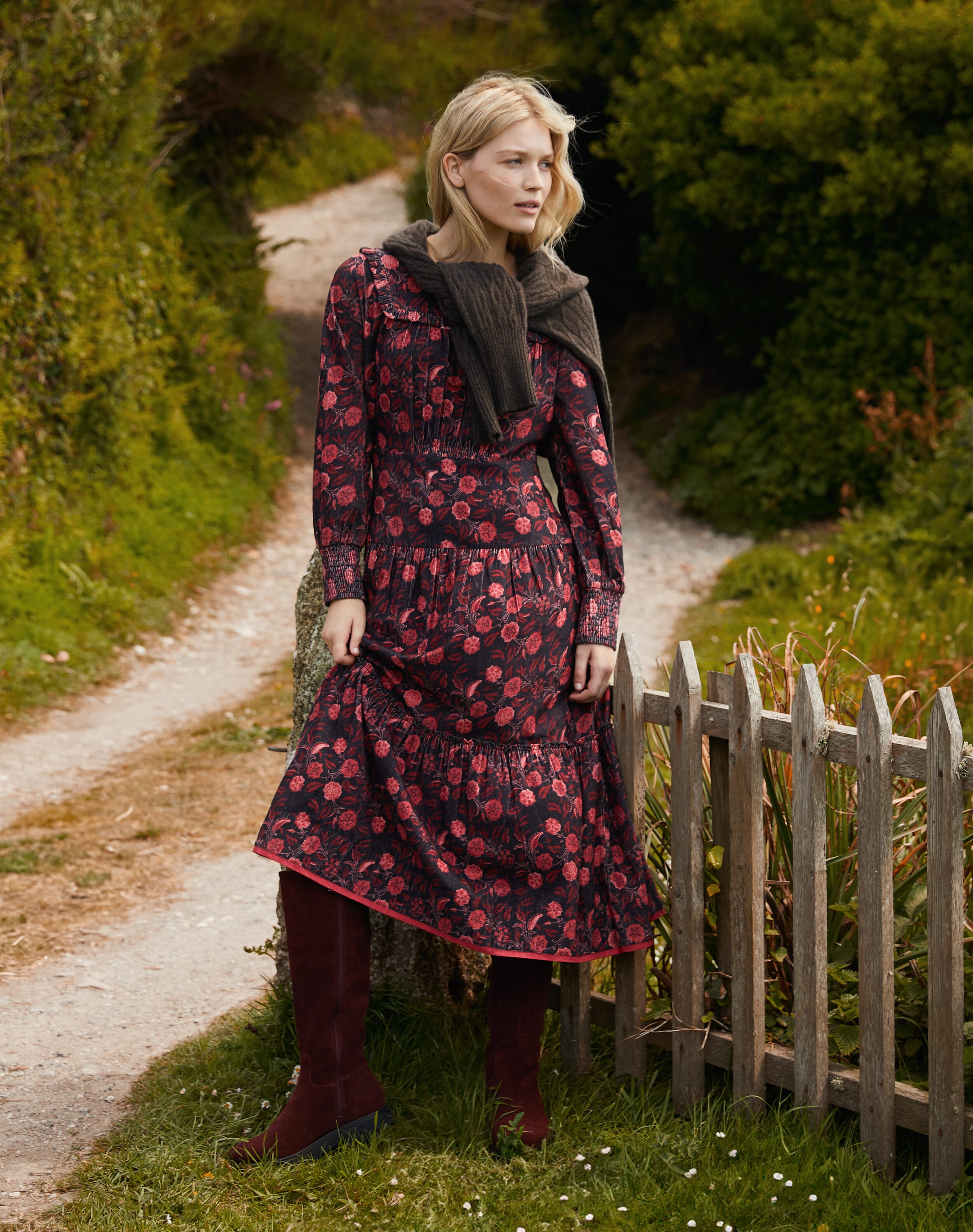 Needlecord Block Print Dress