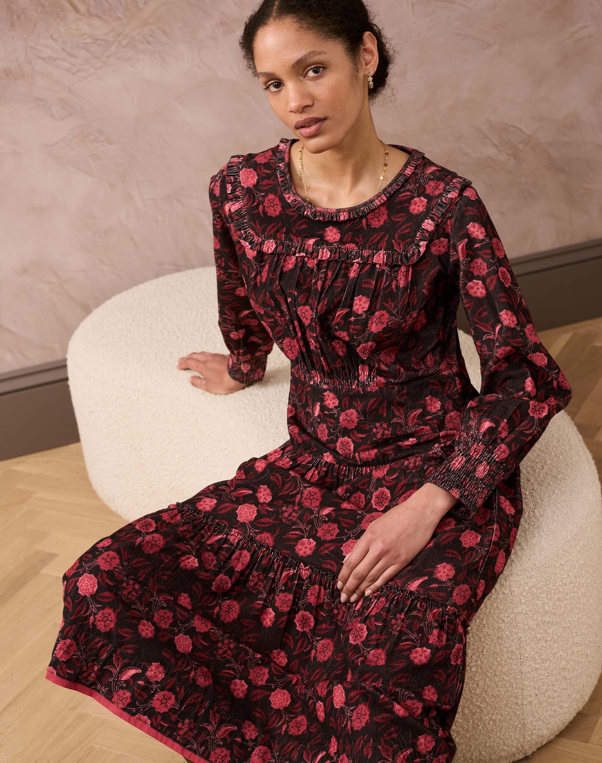 Needlecord Block Print Dress