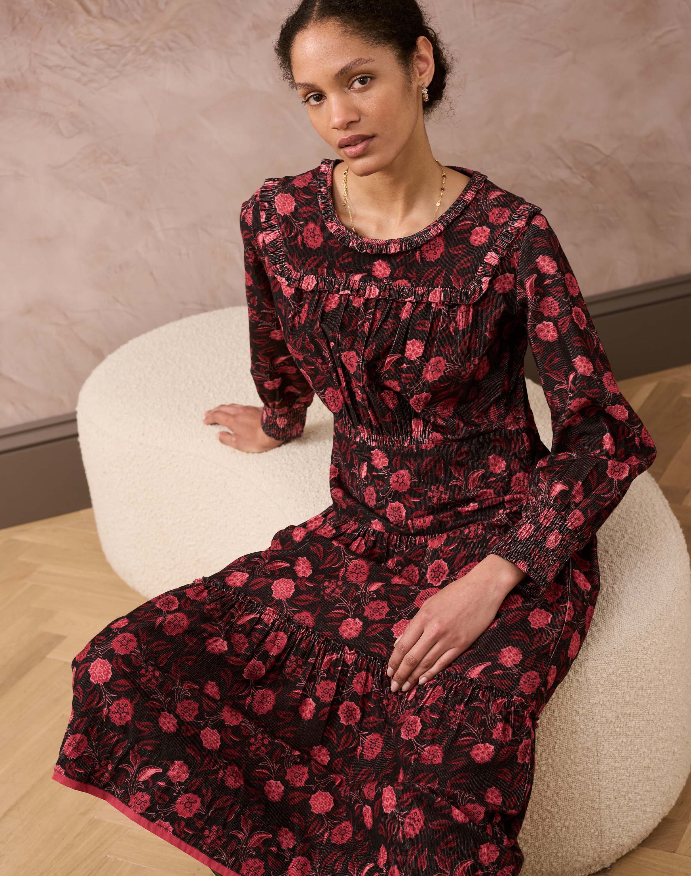 Needlecord Block Print Dress