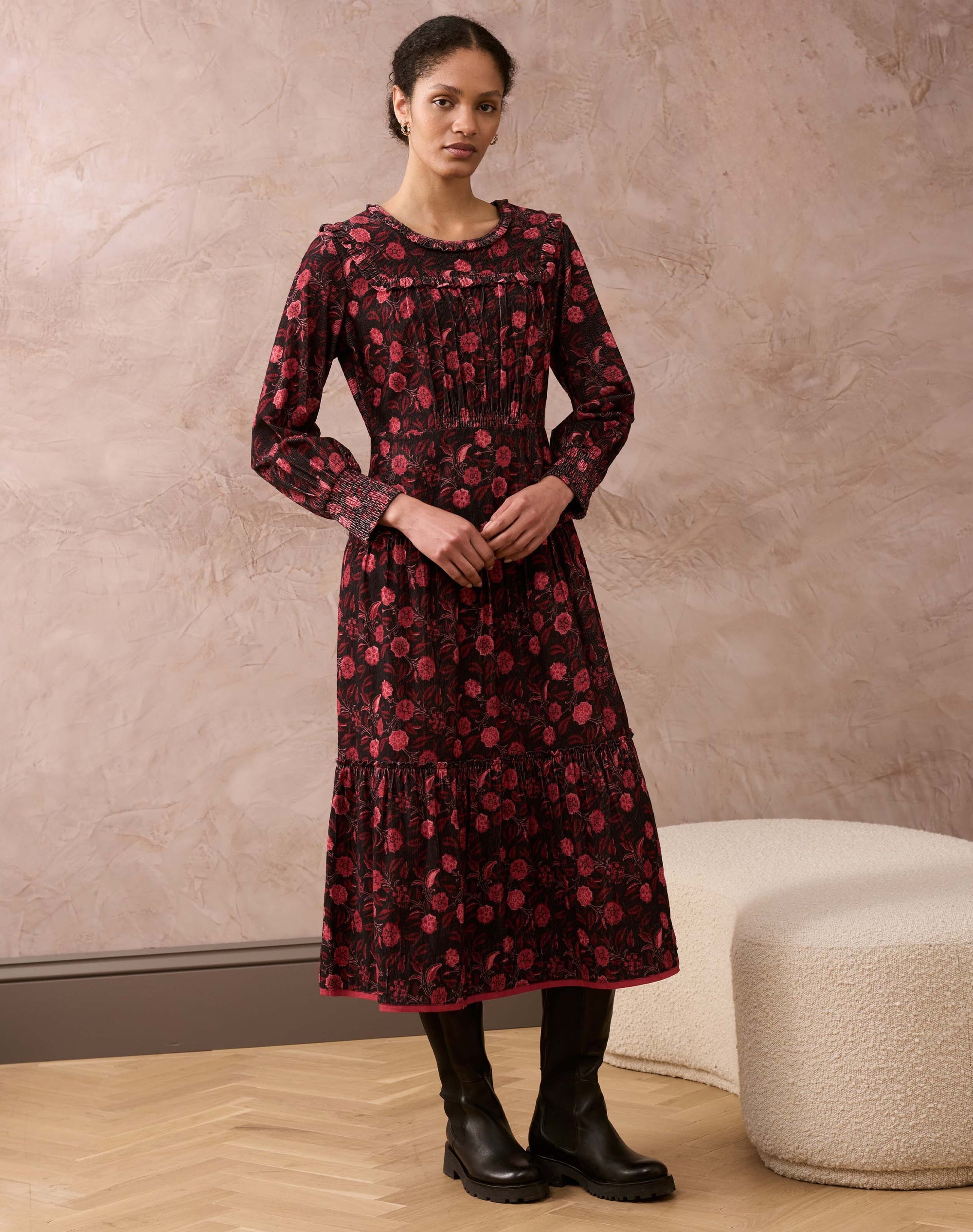 Needlecord Block Print Dress