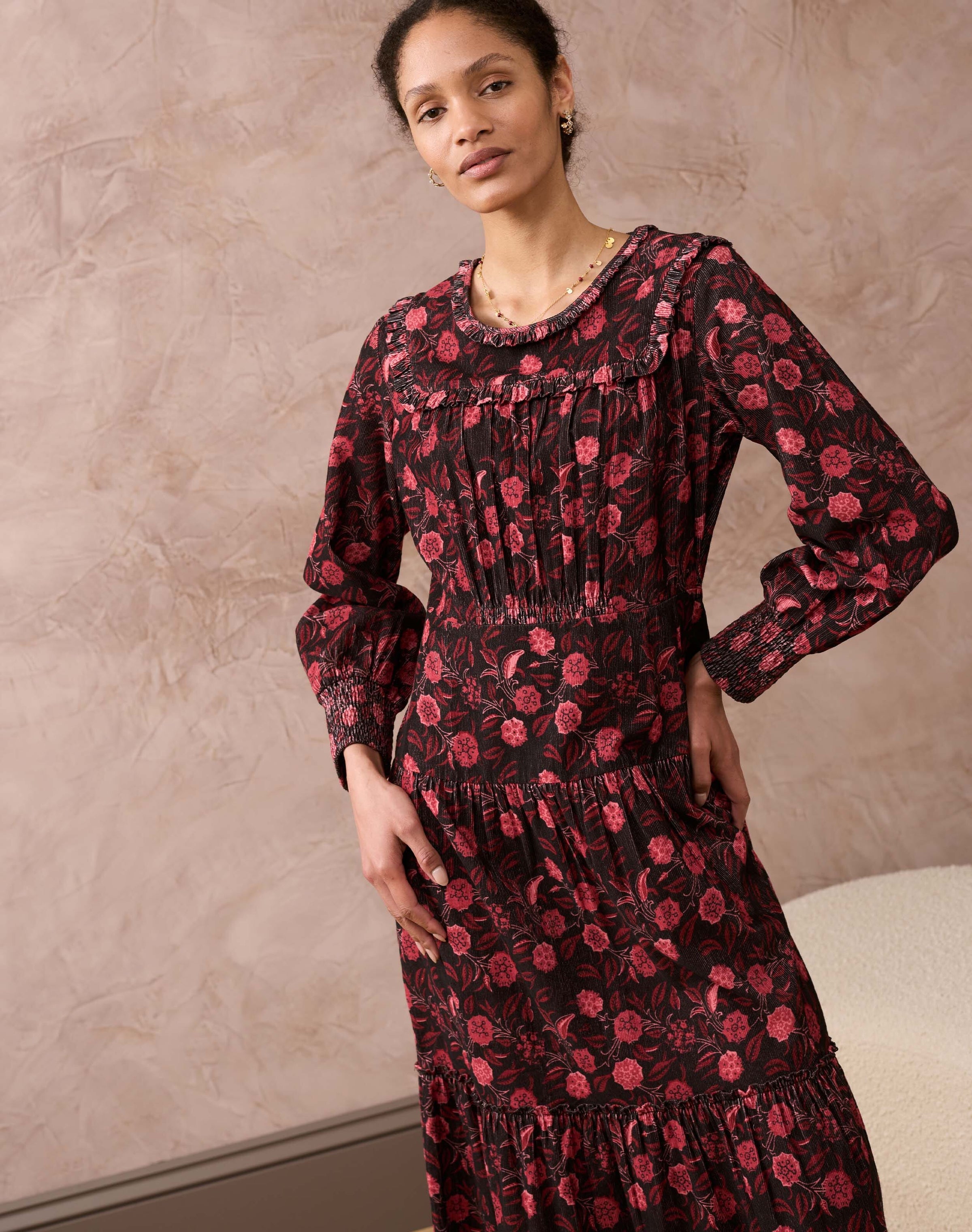 Needlecord Block Print Dress