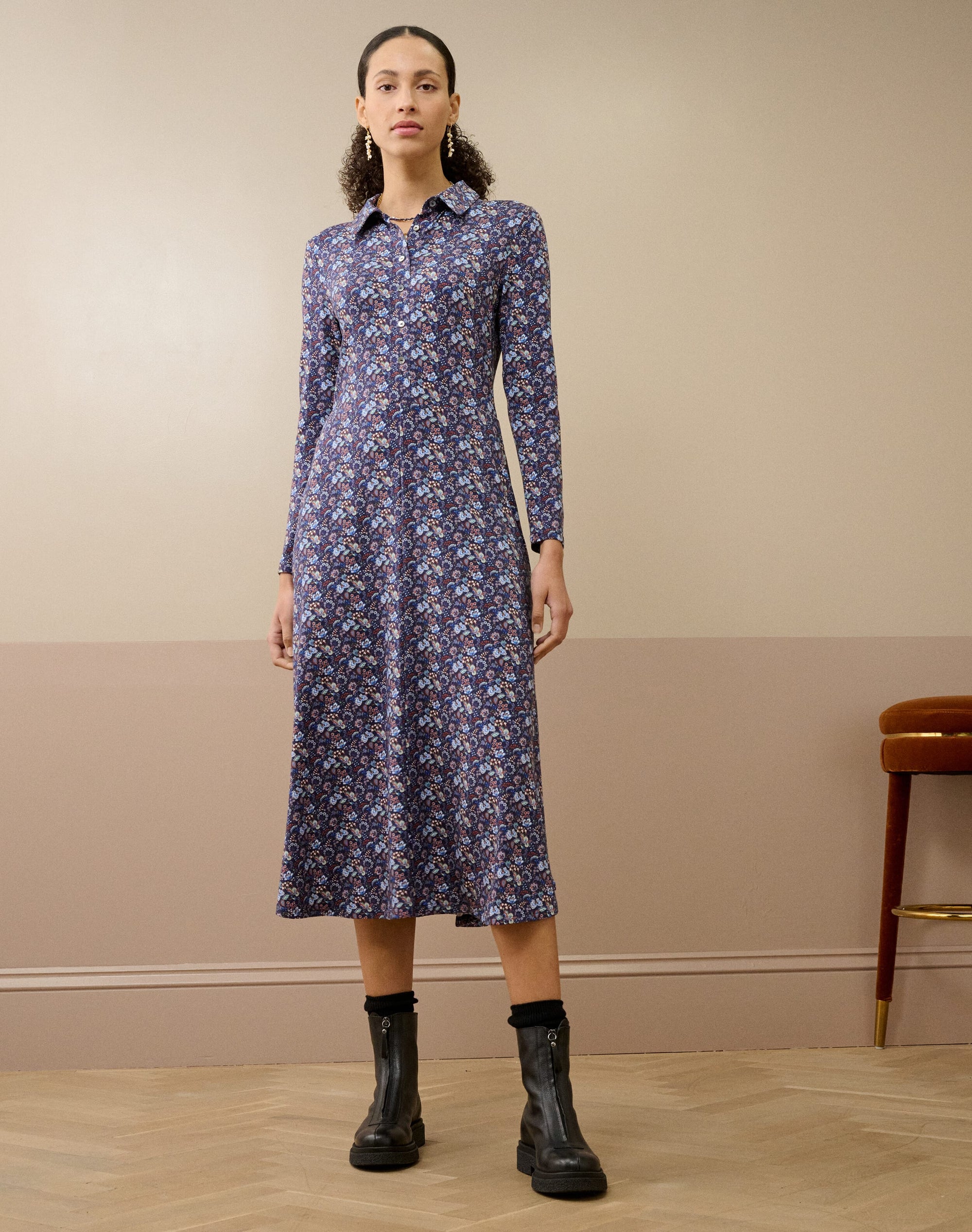 Liberty Print Jersey Shirt Dress