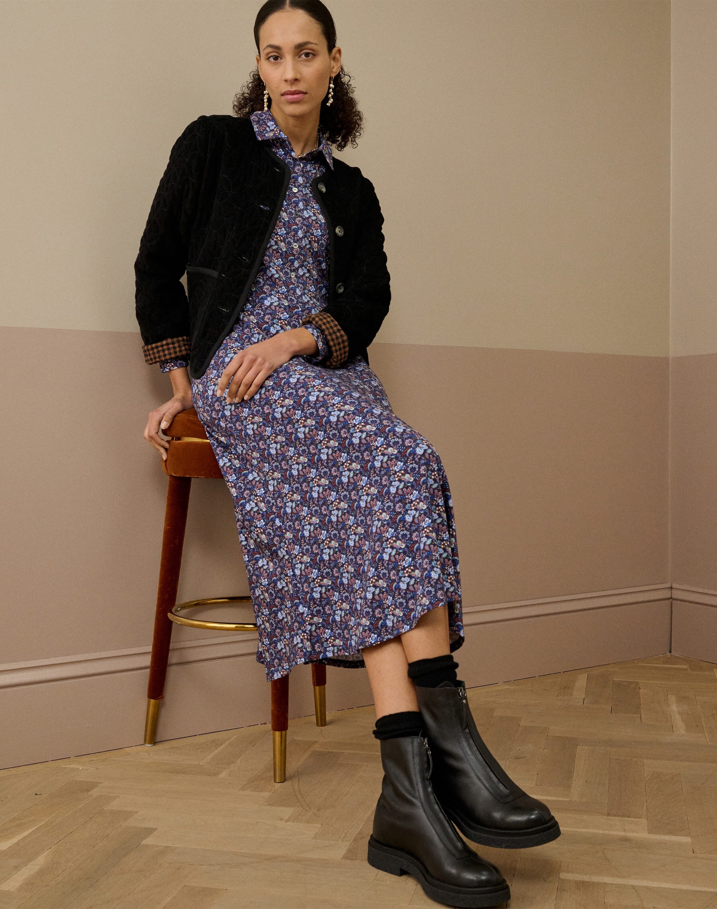 Liberty Print Jersey Shirt Dress