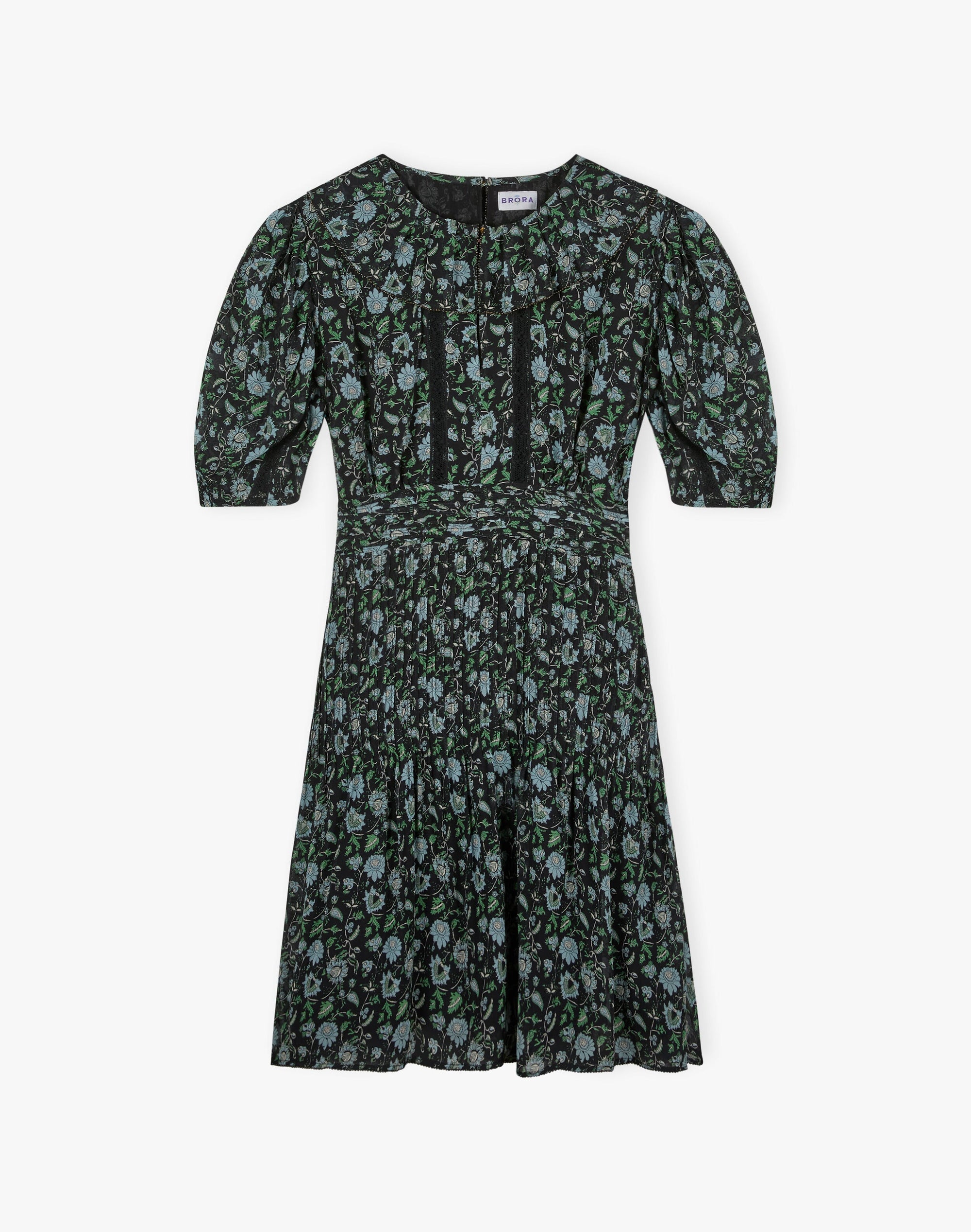 Silk Botanical Print Pintuck Dress