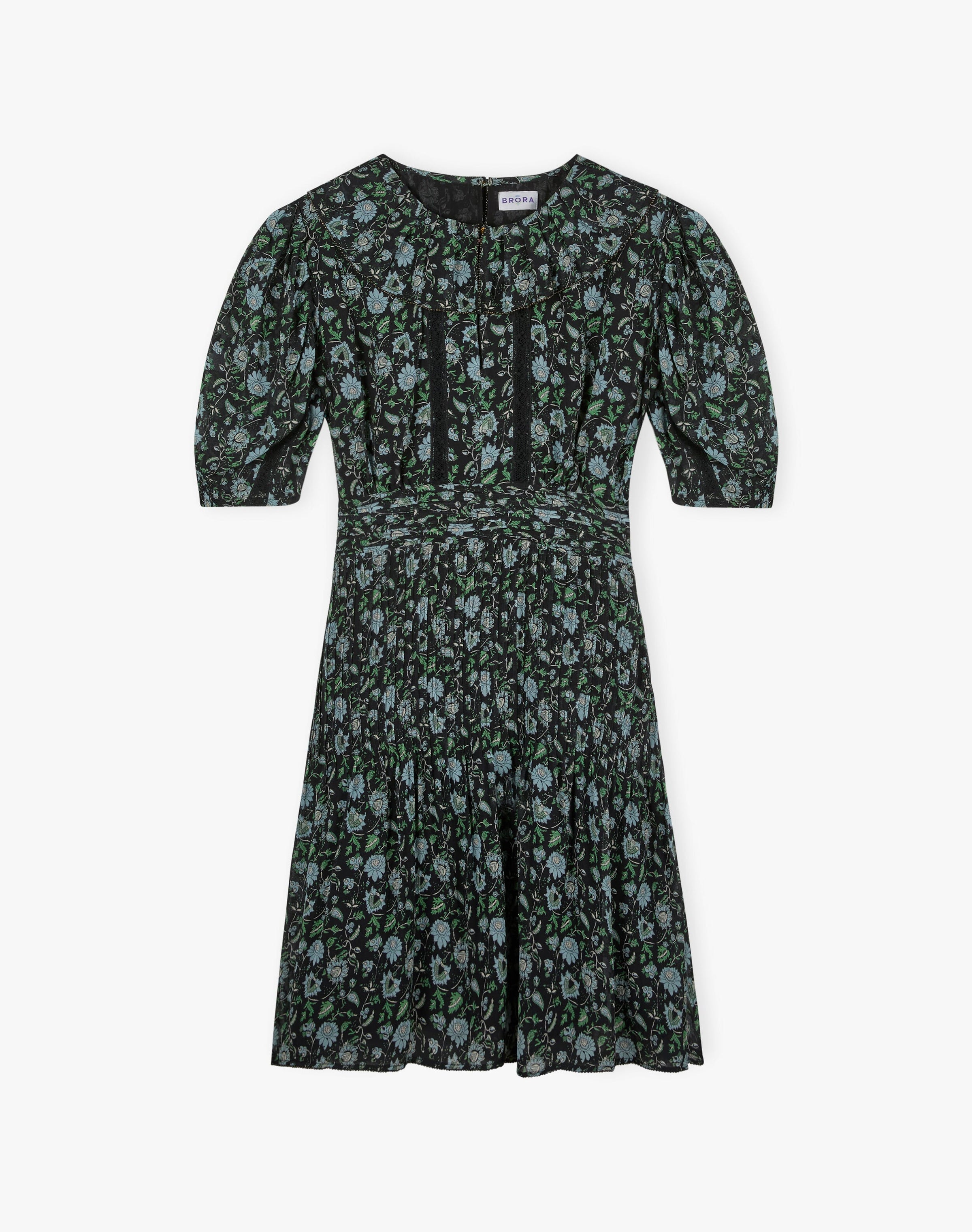 Silk Botanical Print Pintuck Dress