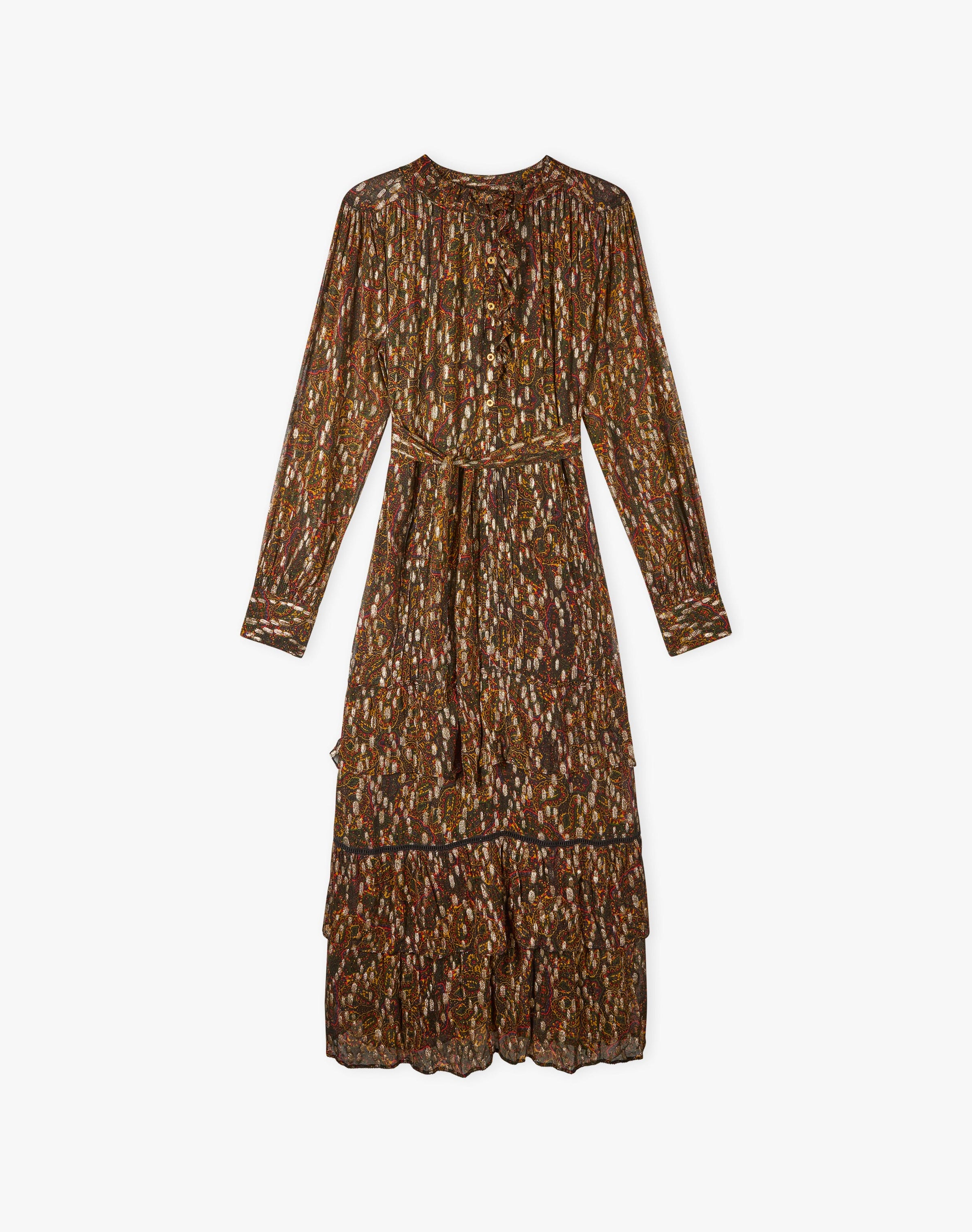Metallic Spot Paisley Print Dress