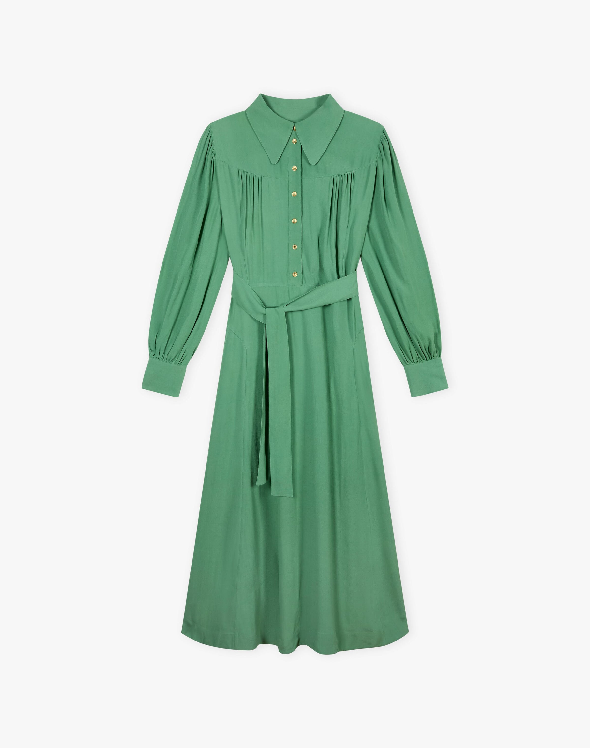 Satin Backed Crepe Shirt Dress