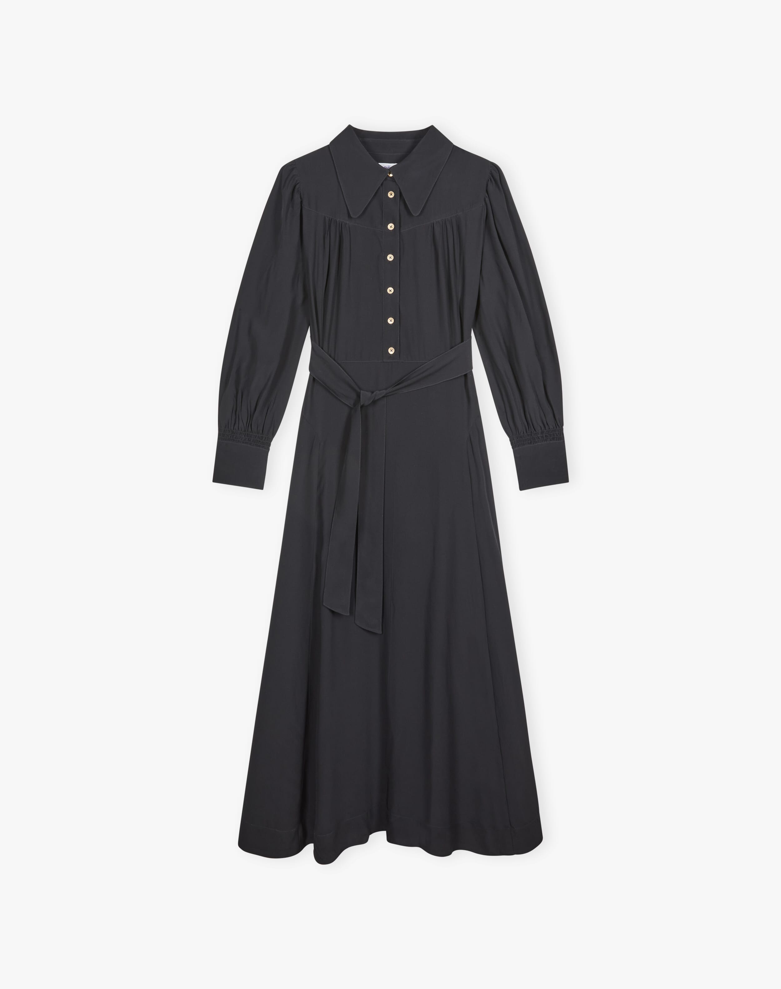 Satin Backed Crepe Shirt Dress