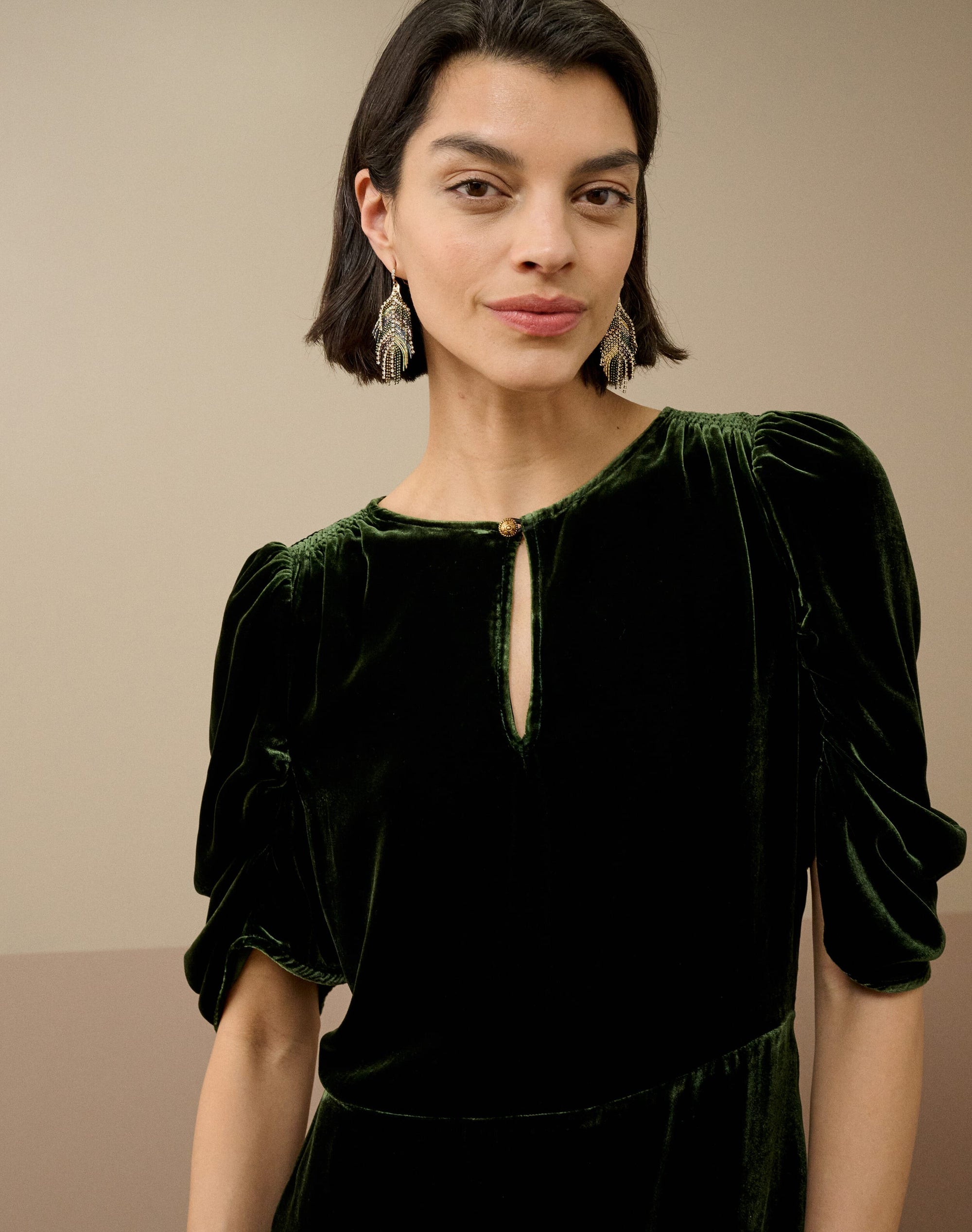 Silk Velvet Keyhole Dress
