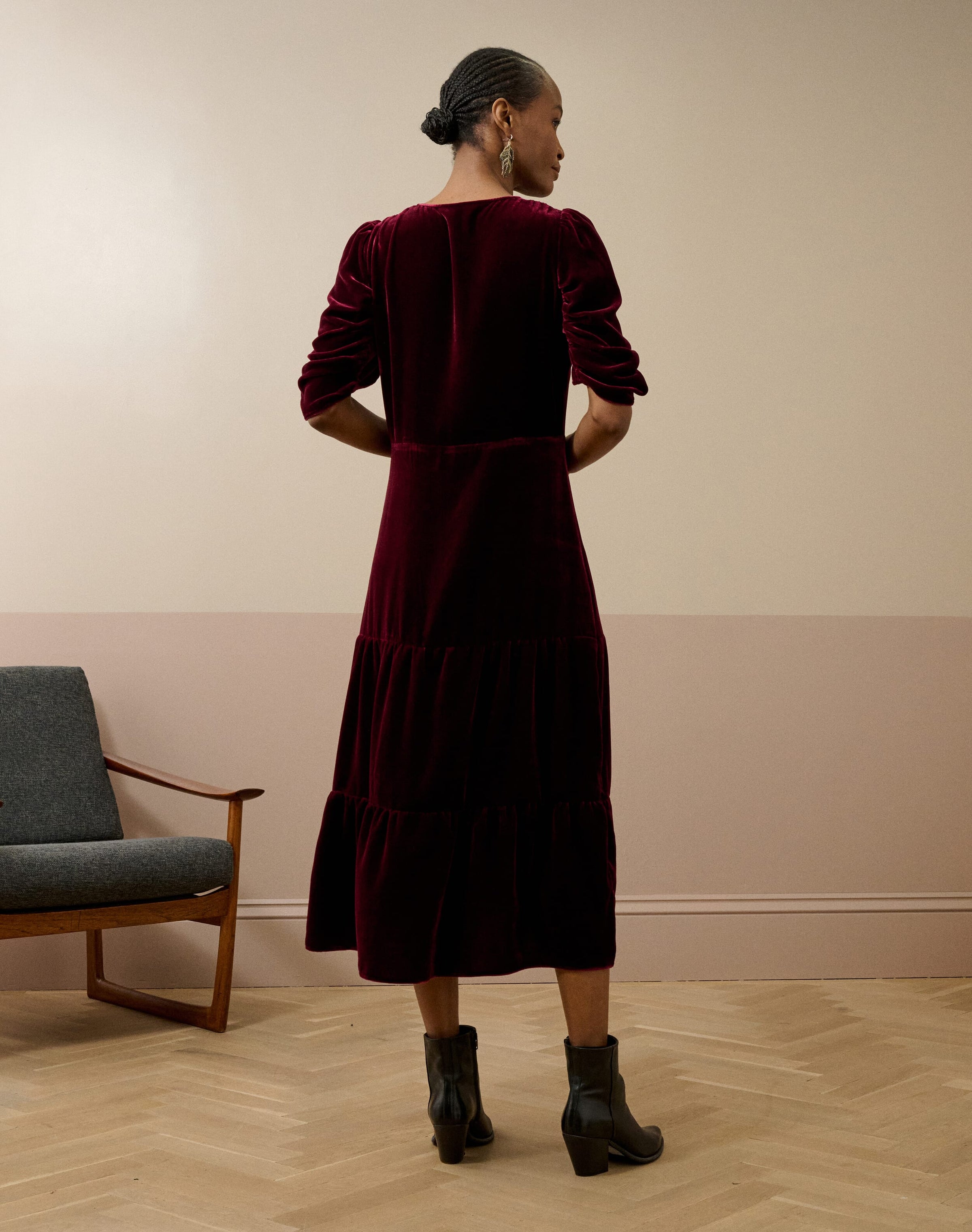 Silk Velvet Keyhole Dress