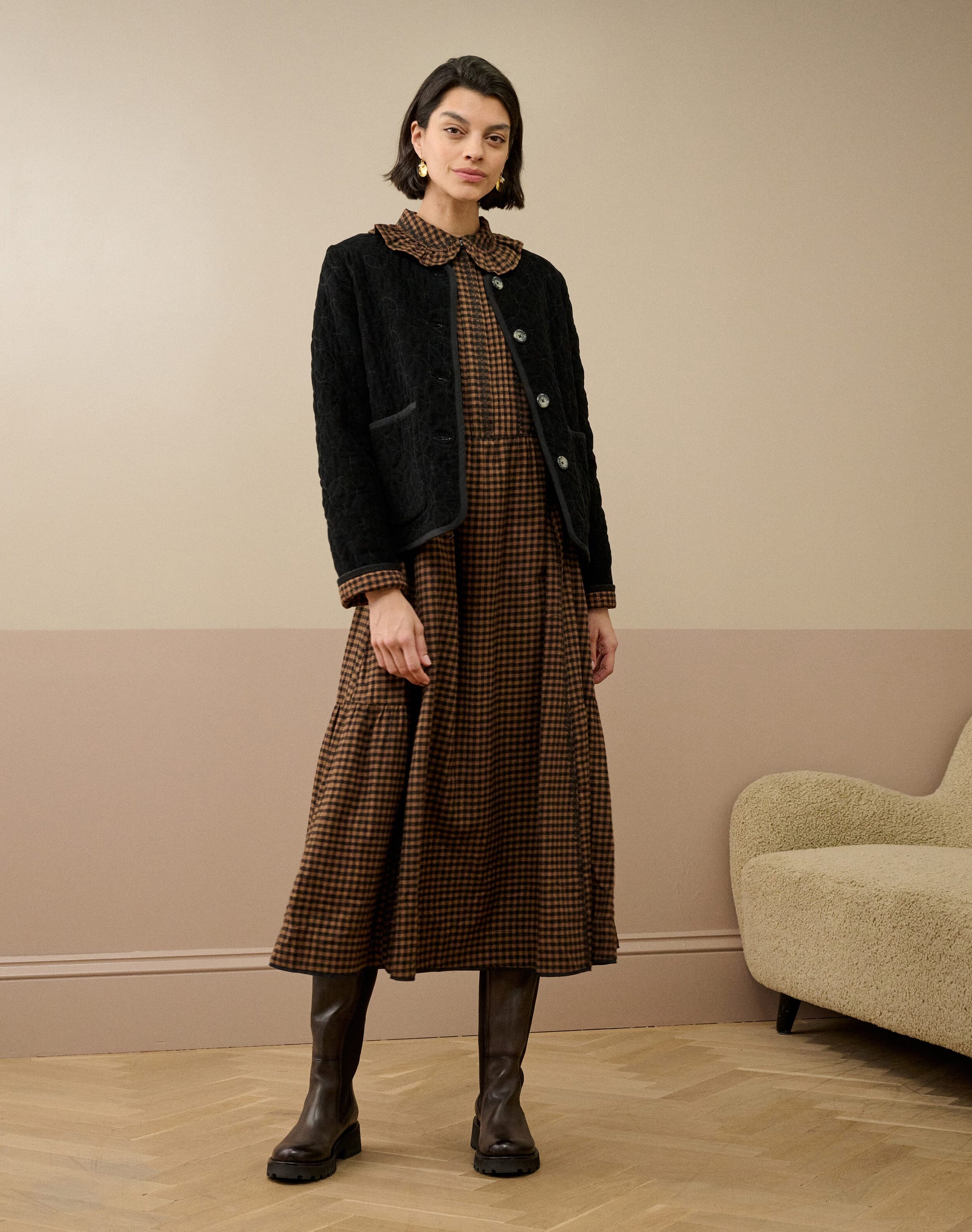 Brushed Cotton Gingham Dress