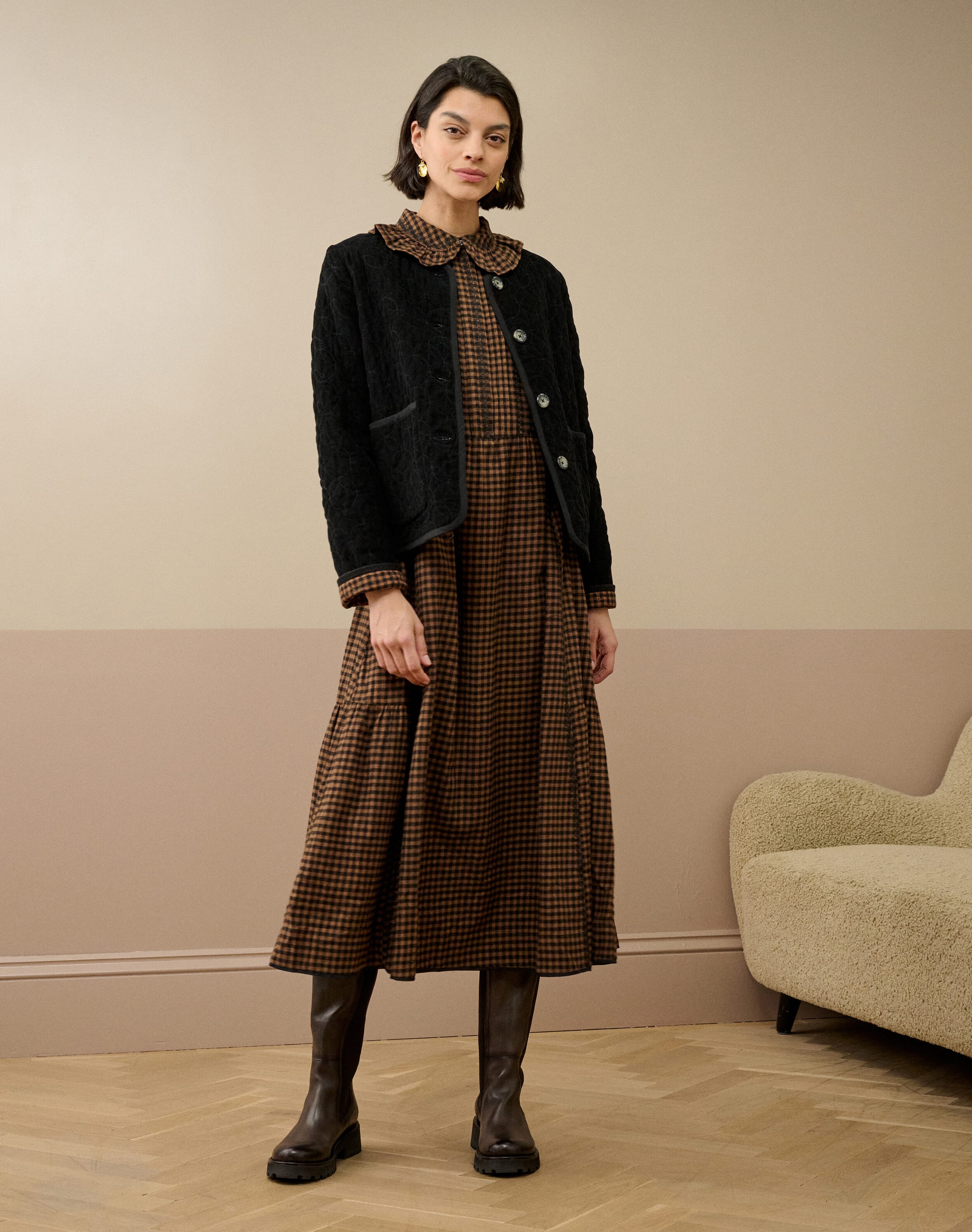 Brushed Cotton Gingham Dress