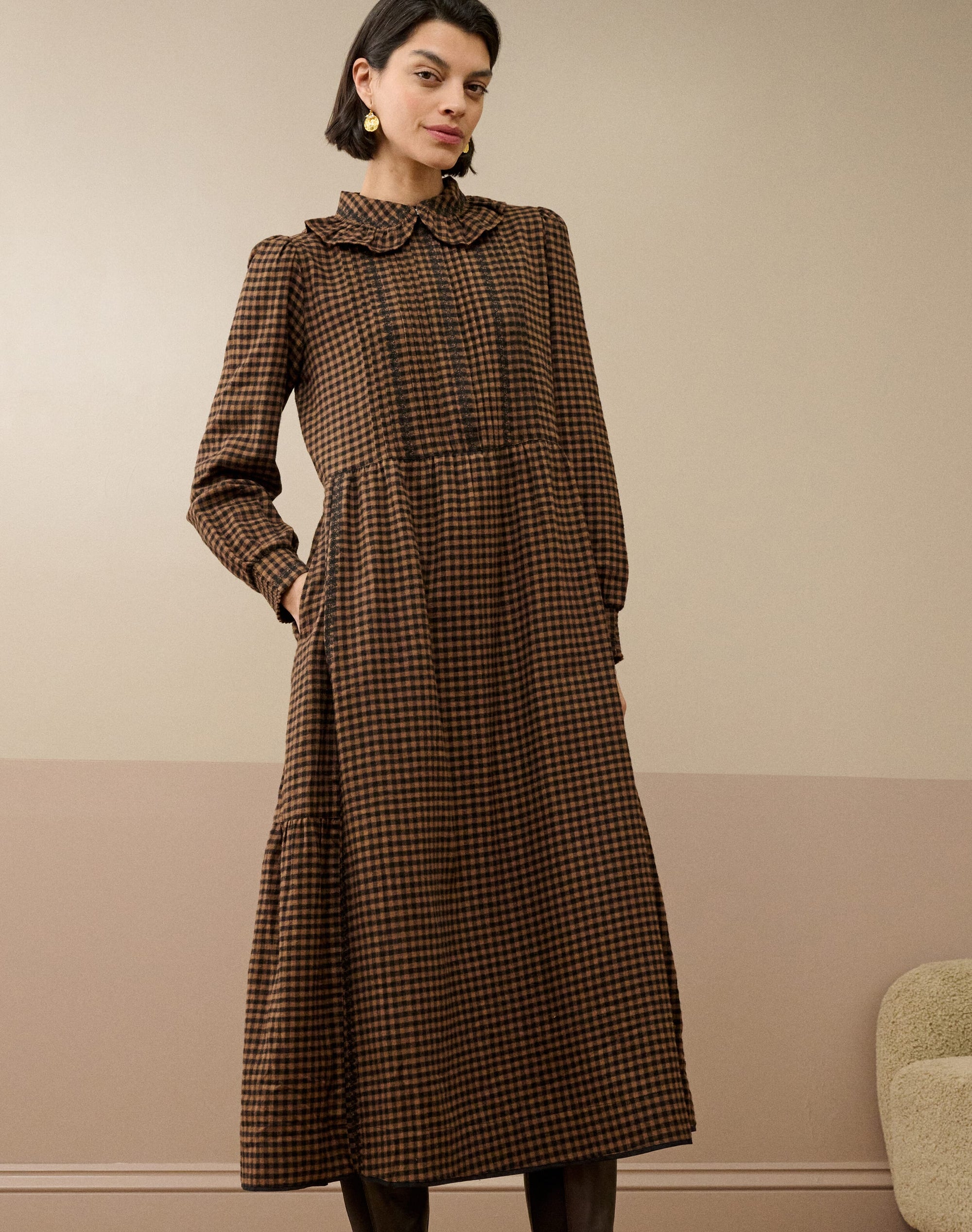 Brushed Cotton Gingham Dress