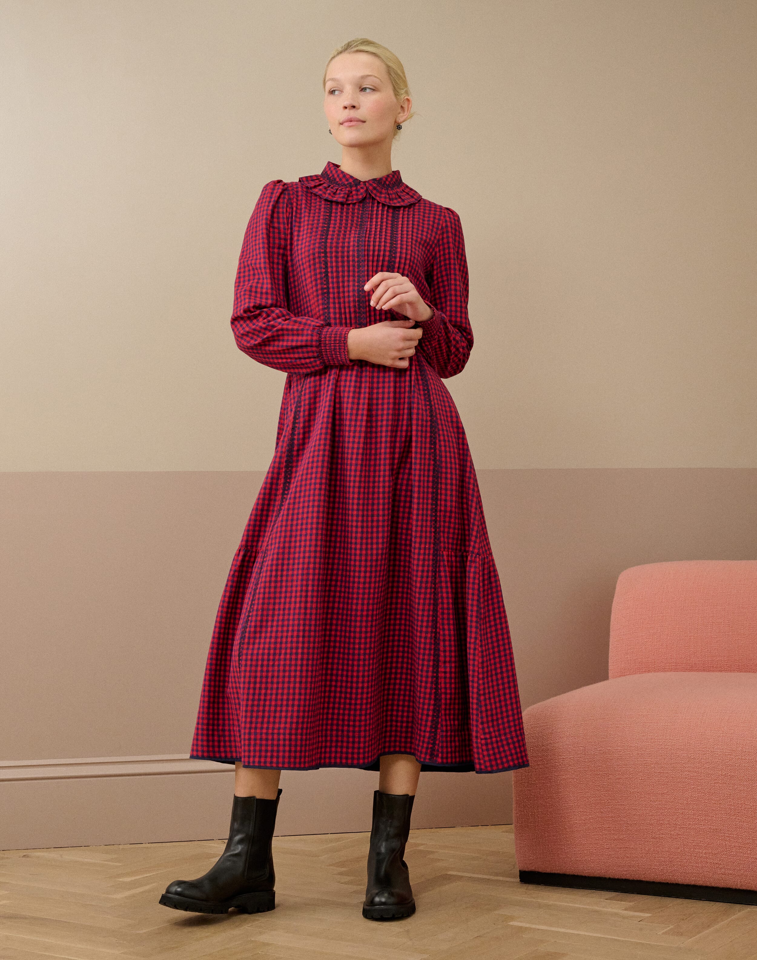Brushed Cotton Gingham Dress
