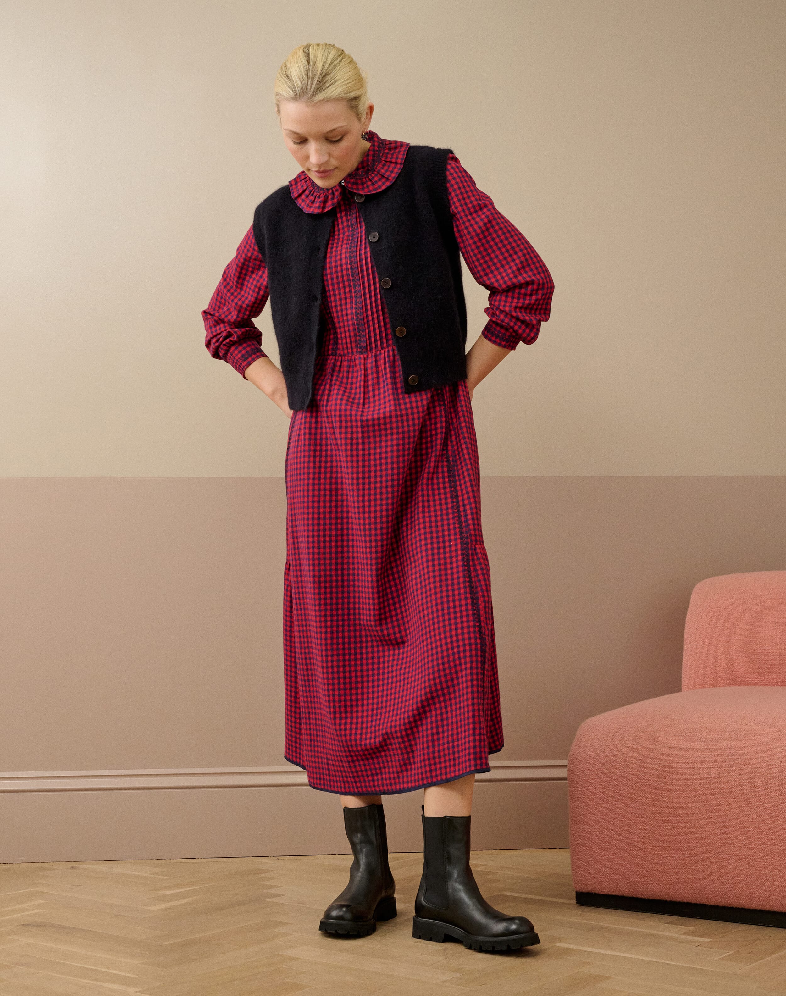 Brushed Cotton Gingham Dress