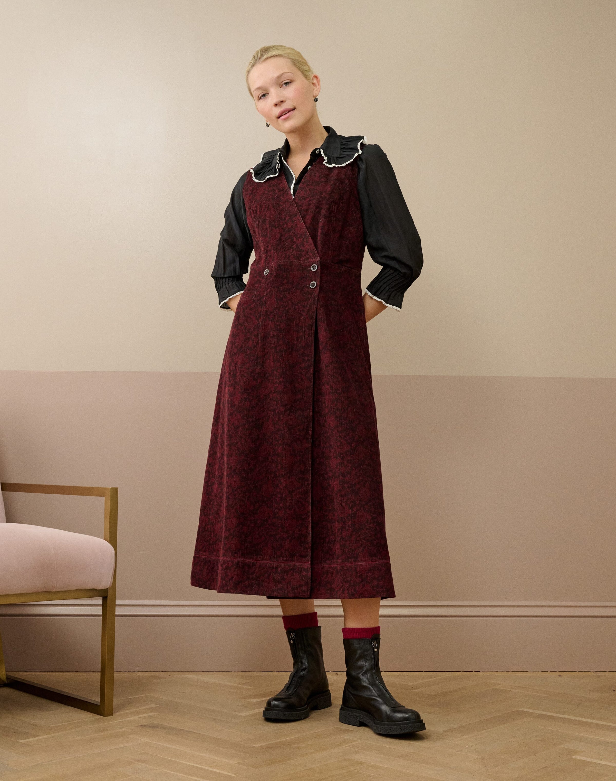 Organic Needlecord Pinafore