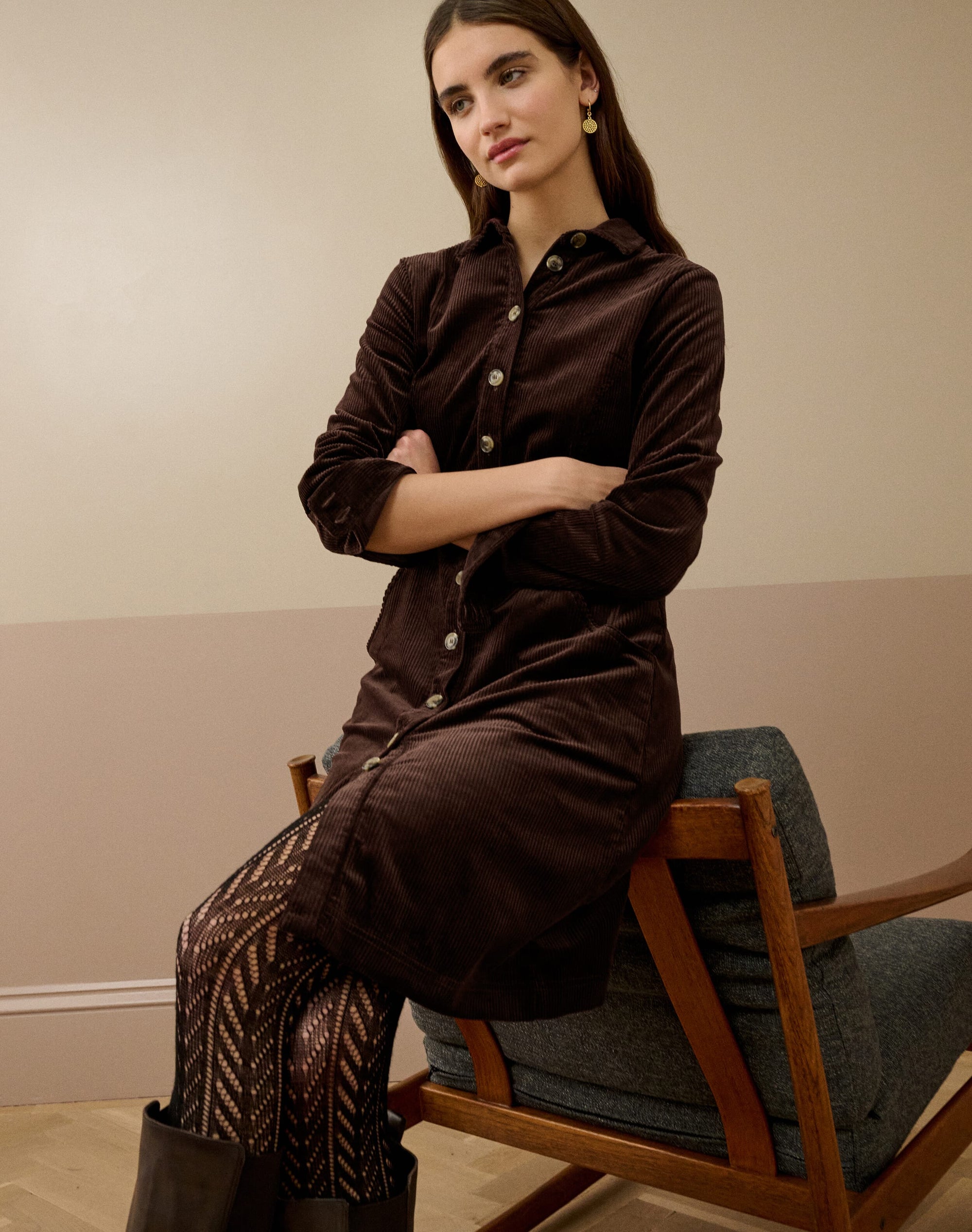 Organic Corduroy Shirt Dress