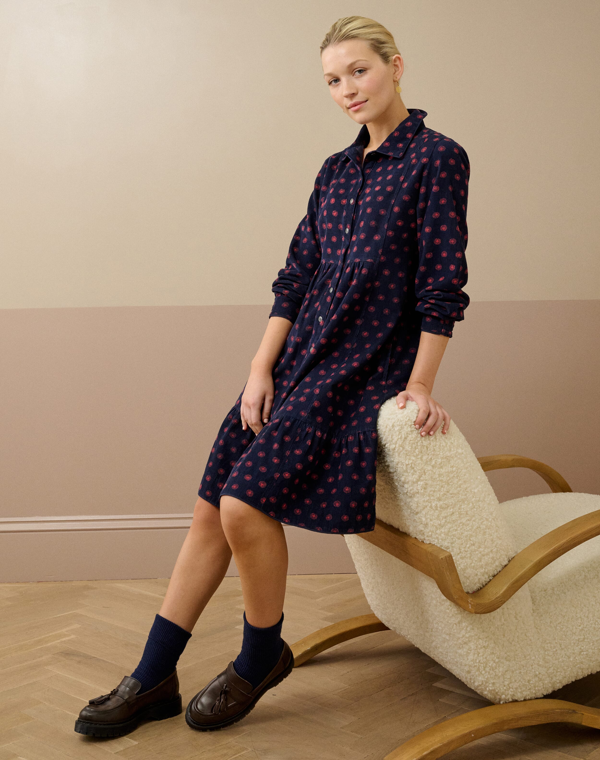 Organic Needlecord Shirt Dress