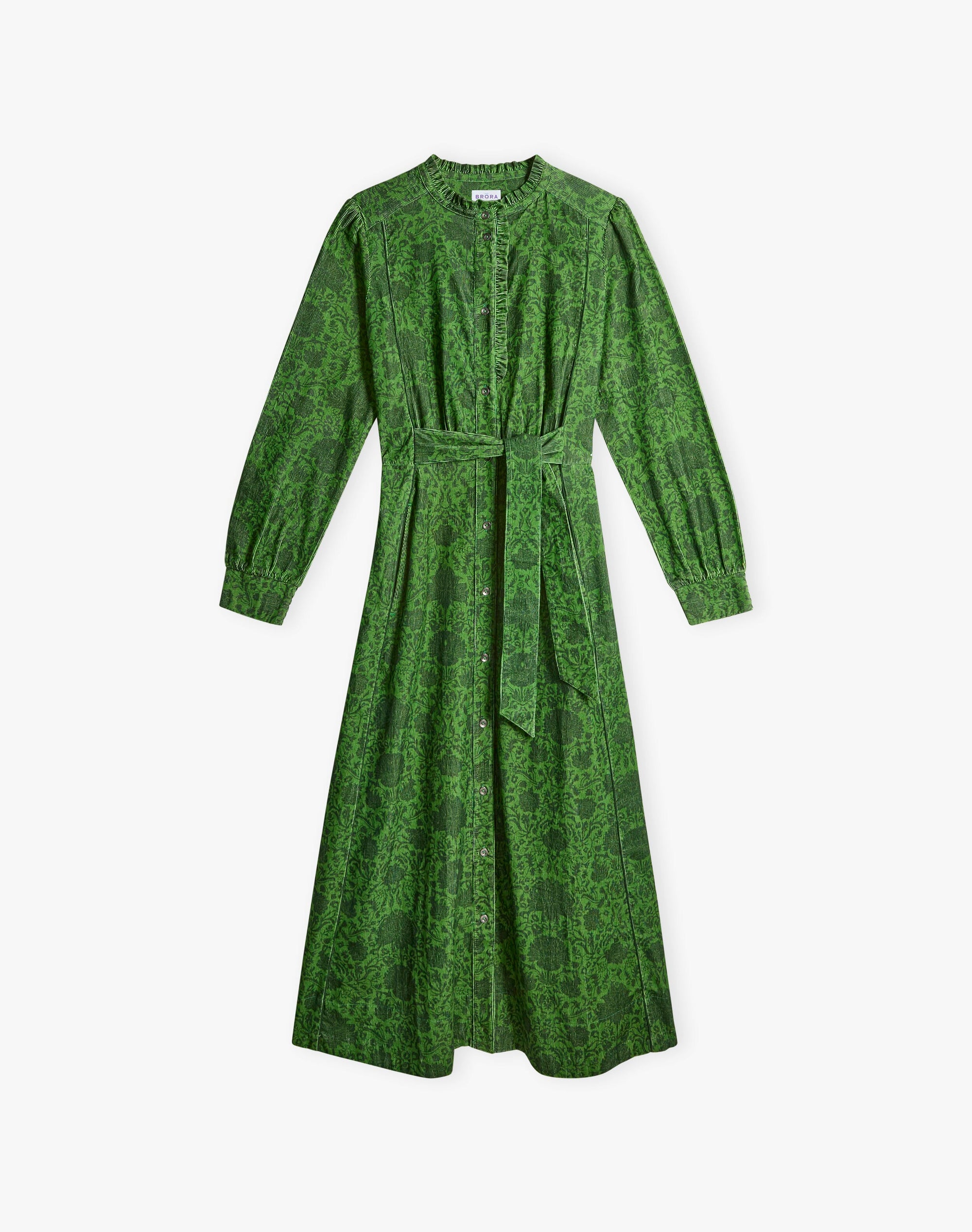 Organic Needlecord Frill Shirt Dress