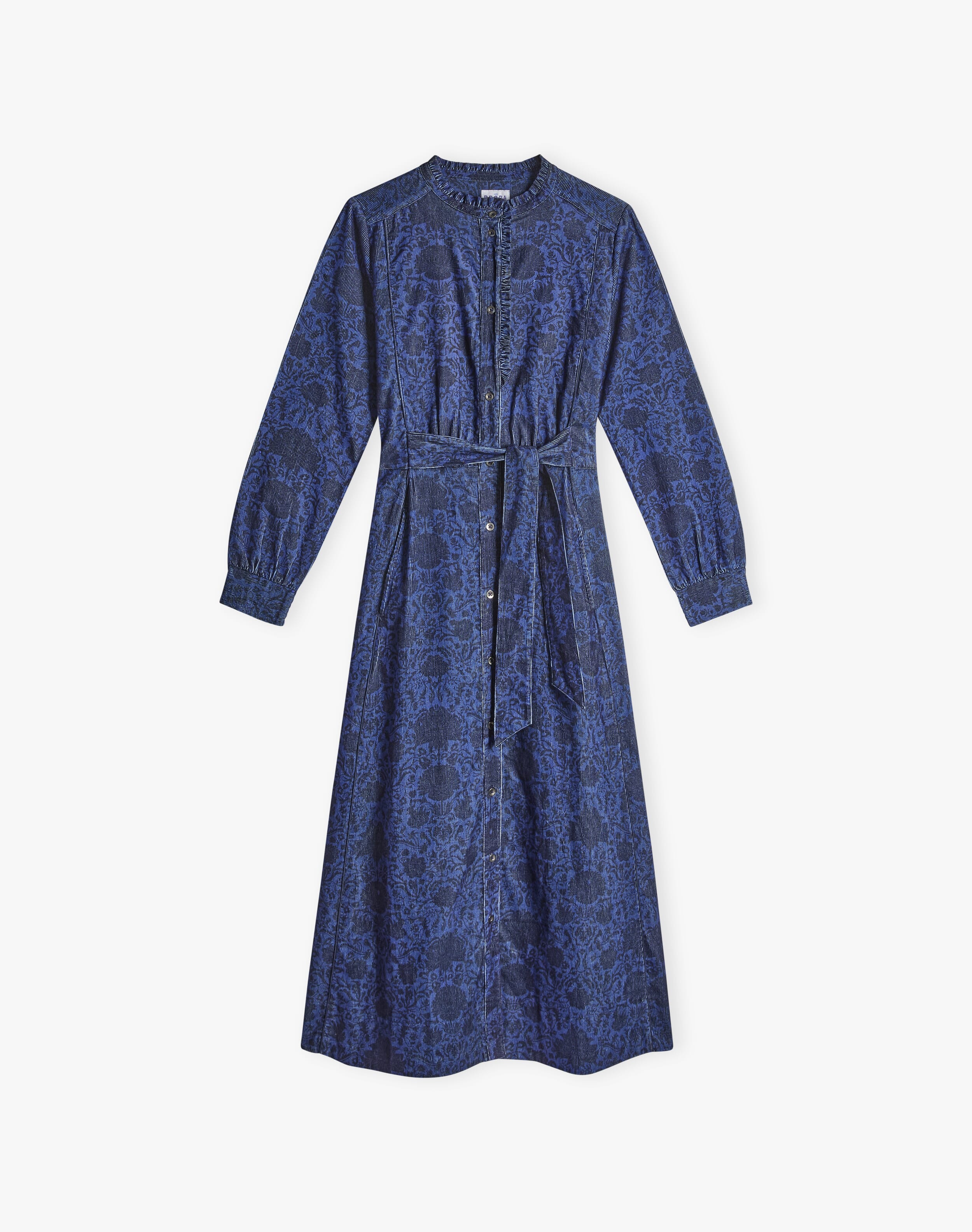 Organic Needlecord Frill Shirt Dress