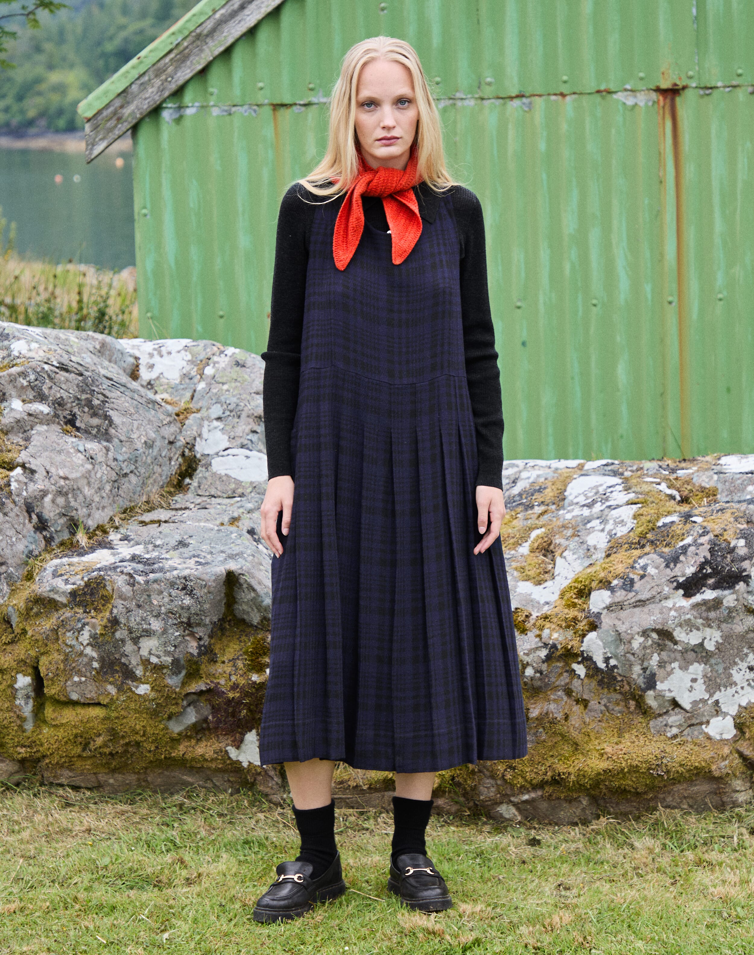 Check Pleated Pinafore