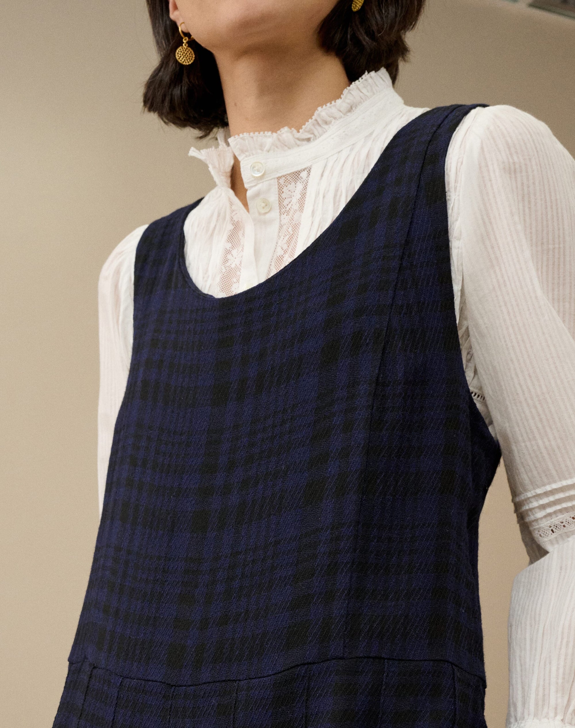 Check Pleated Pinafore