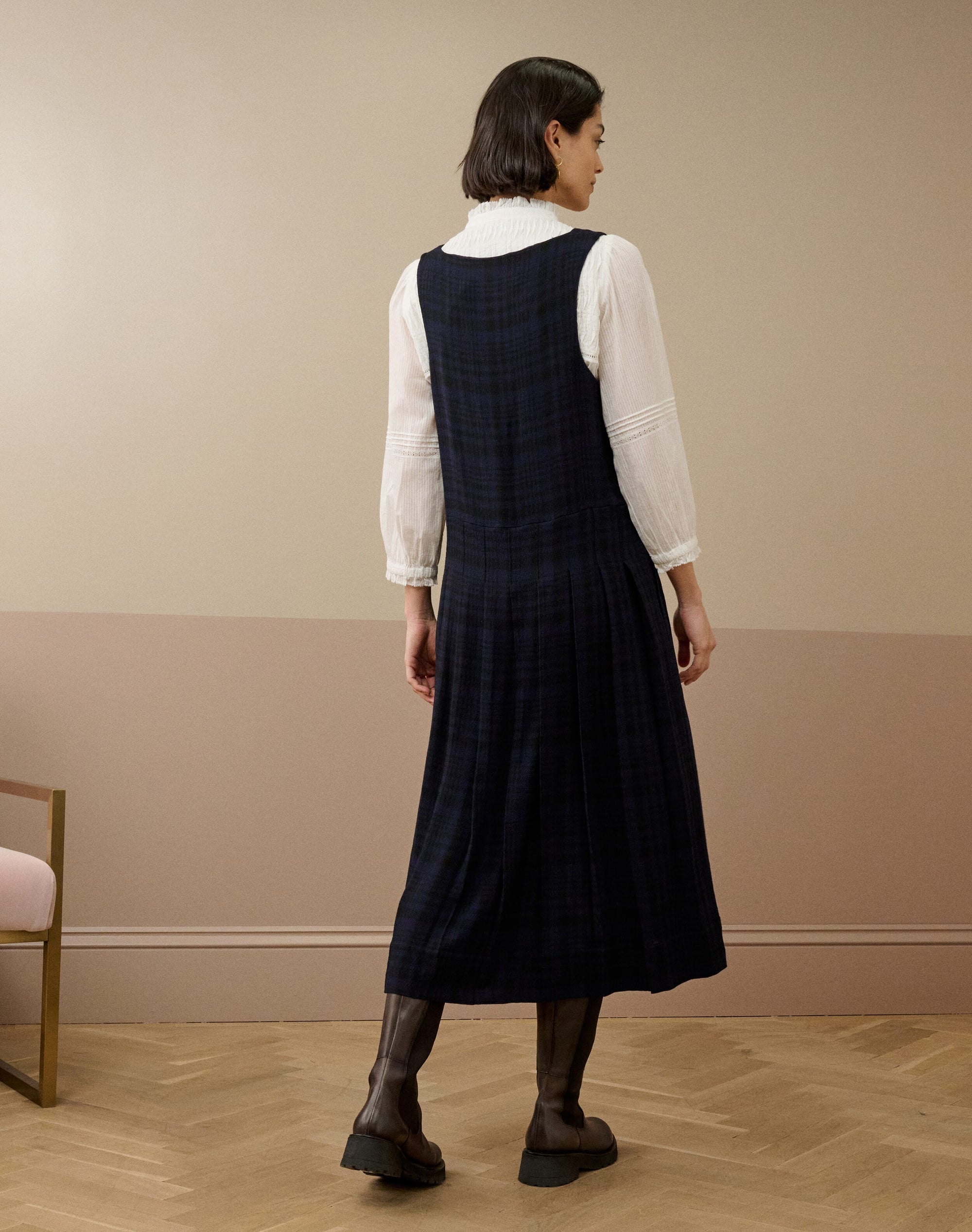 Check Pleated Pinafore