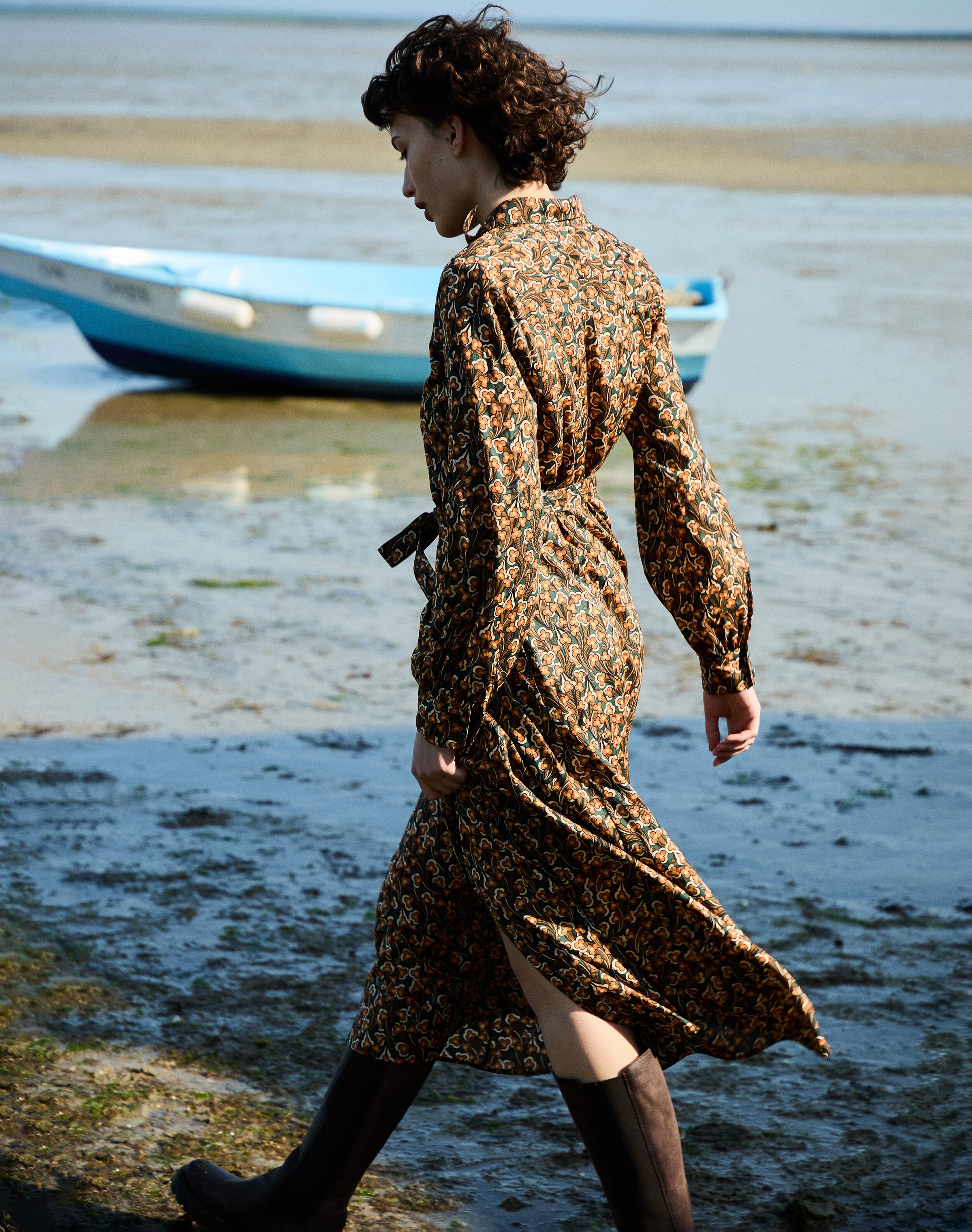 Liberty Print Shirt Dress in Copper Daisy
