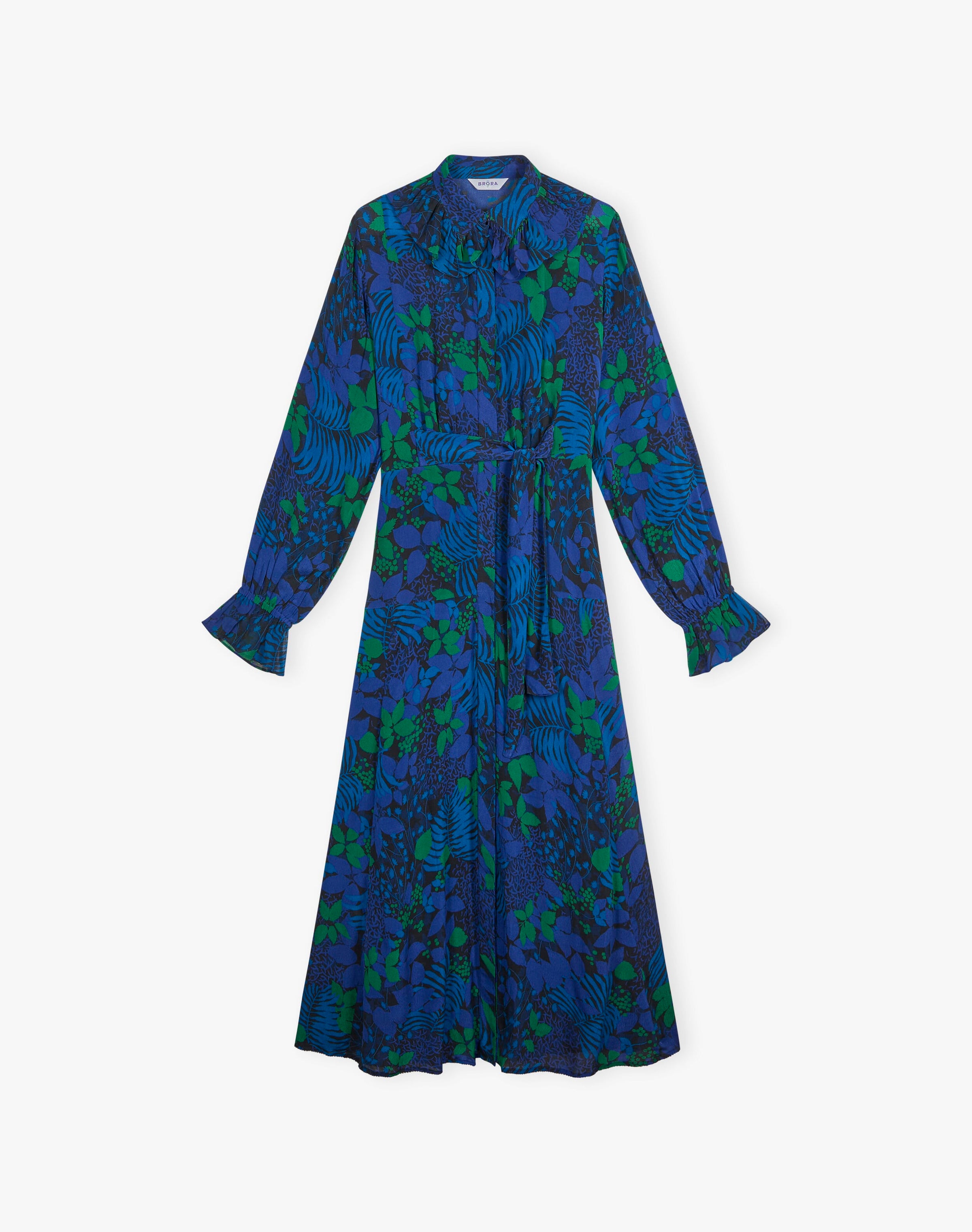 Frill Collar Leaf Print Dress
