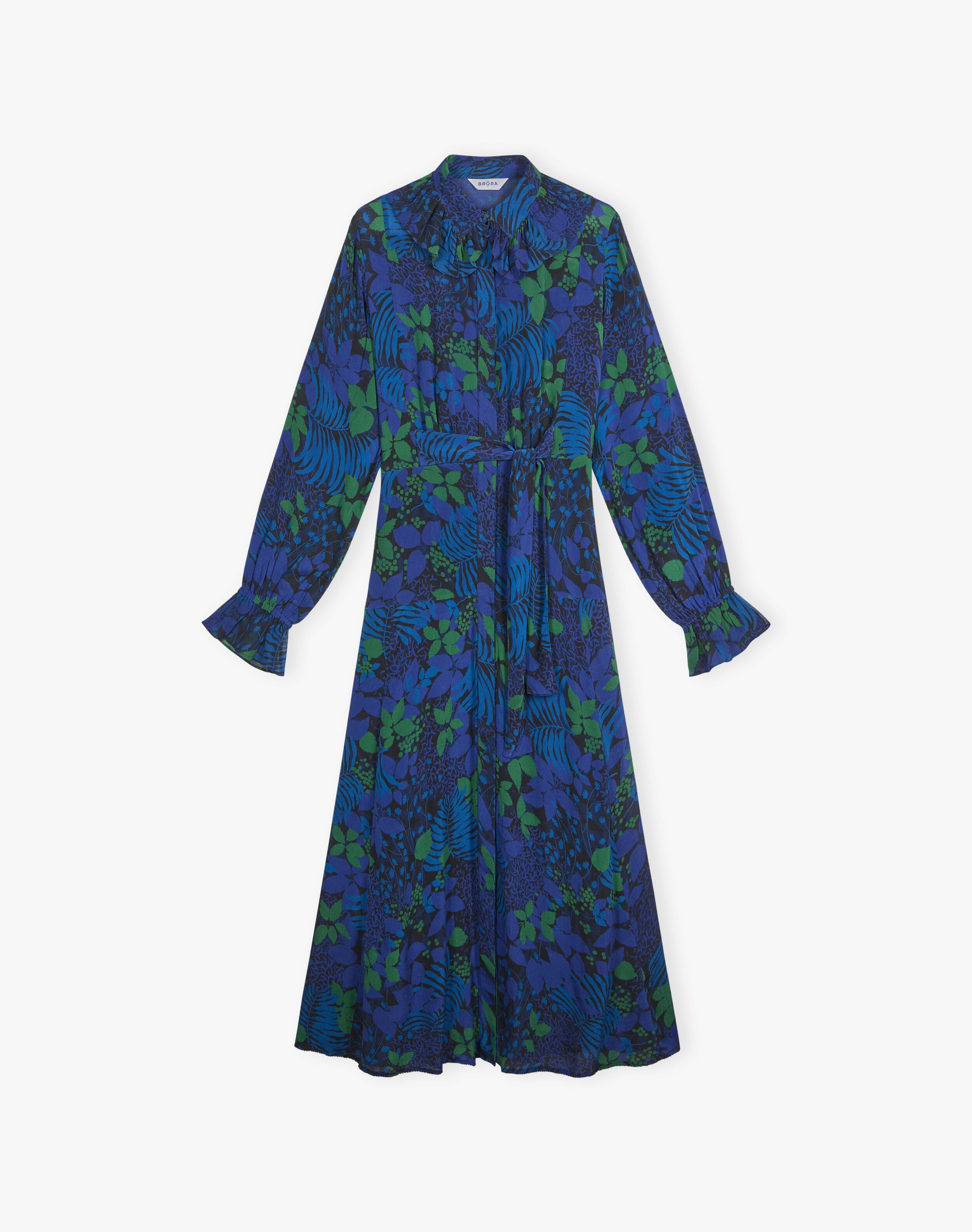 Frill Collar Leaf Print Dress