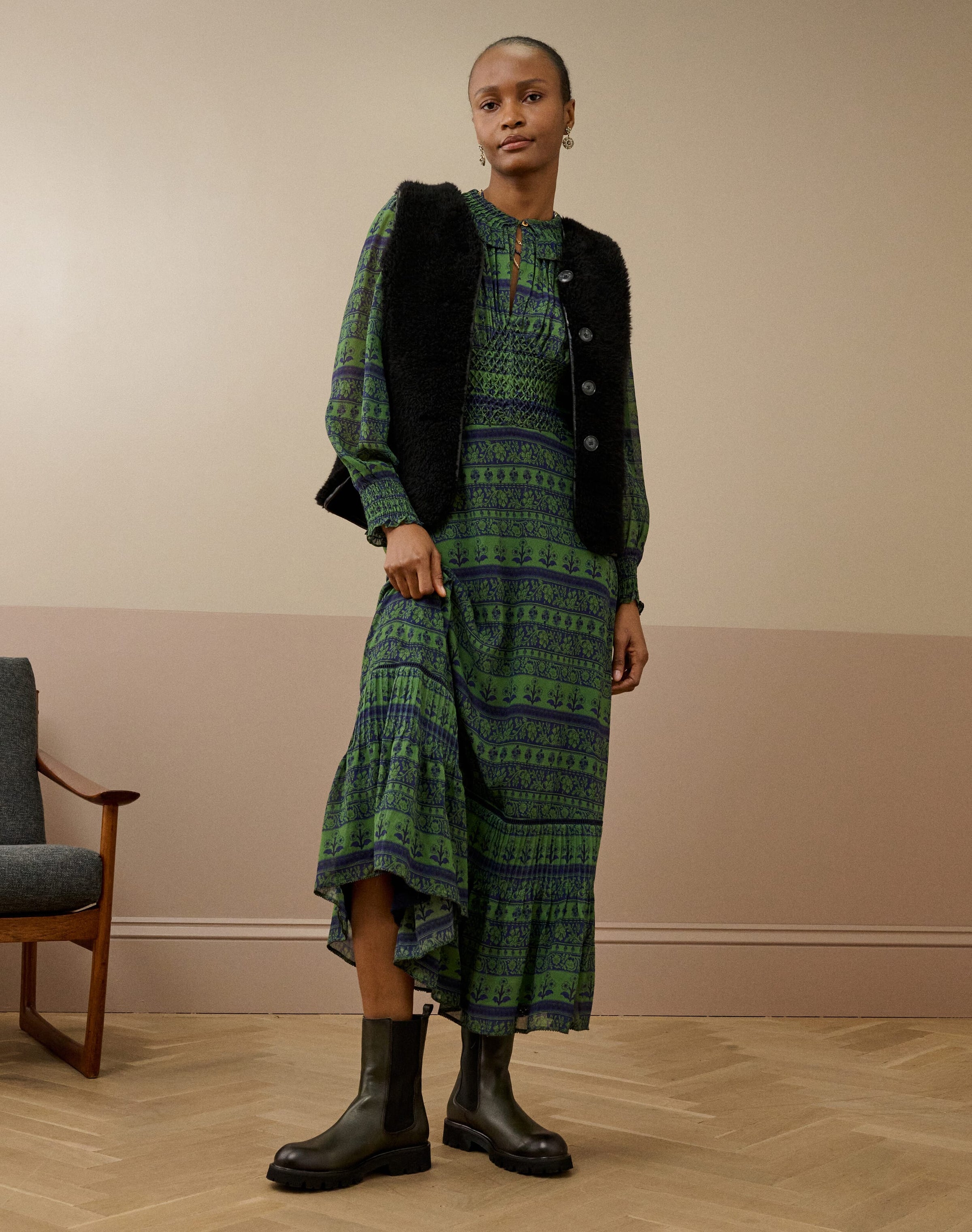 Silk Smocked Dress